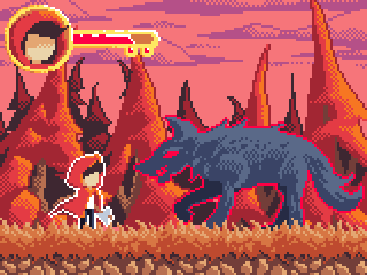 1280x960 Little red riding hood vs the big bad wolf. [OC]