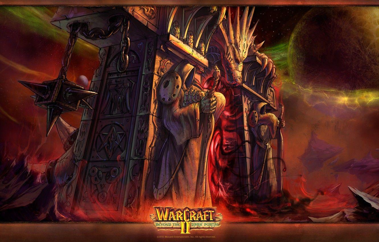 1332x850 Wallpaper darkness, dragon, characters, mouth, chain, statues, guards, damn place, black magic, welcome to Hell, Beyond the Dark Portal, Warcraft - for desktop, section игры