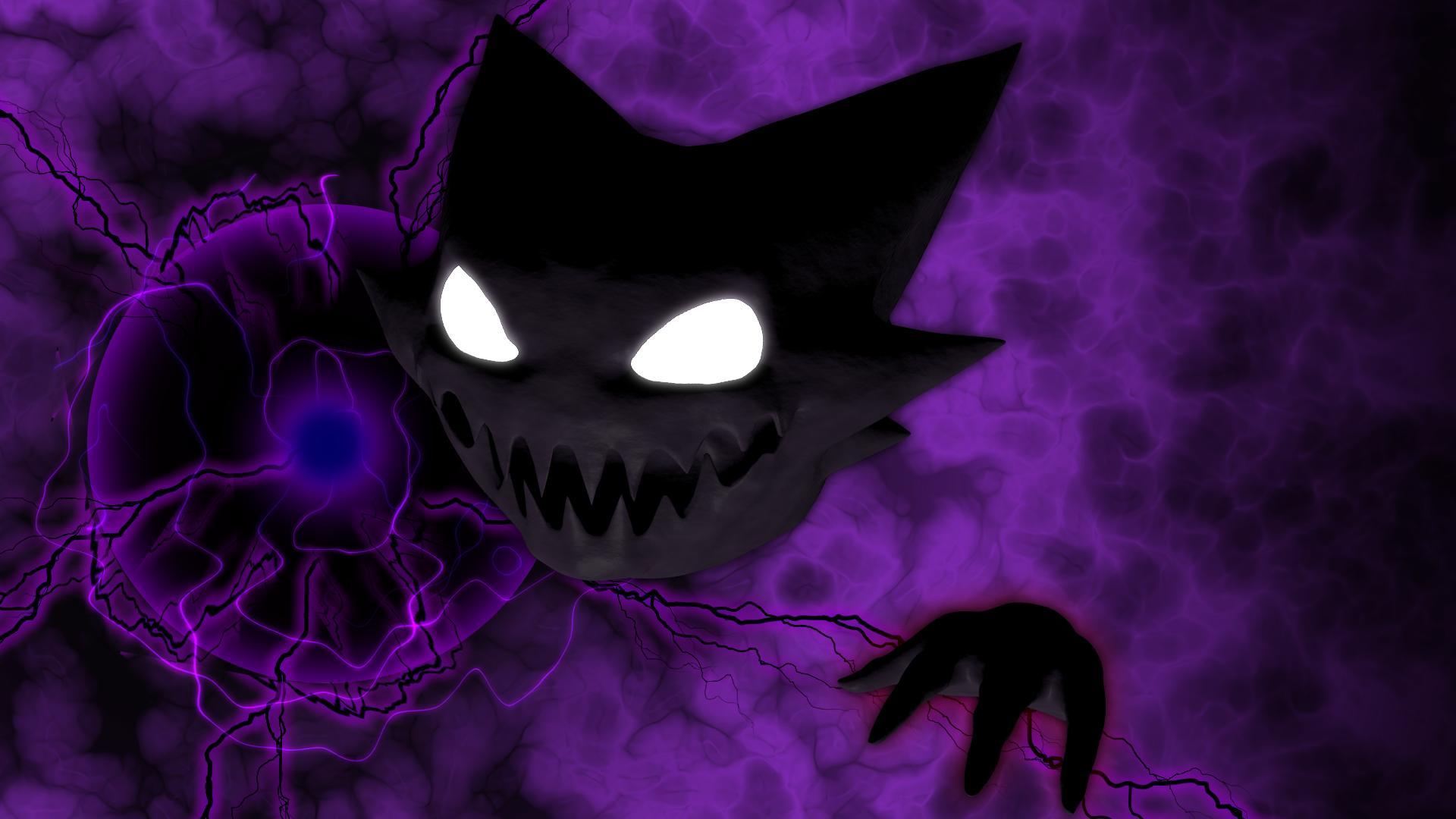 So my awesome friend made me this wallpaper for my birthday A Haunter  creeping up onto the desktop  rpokemon