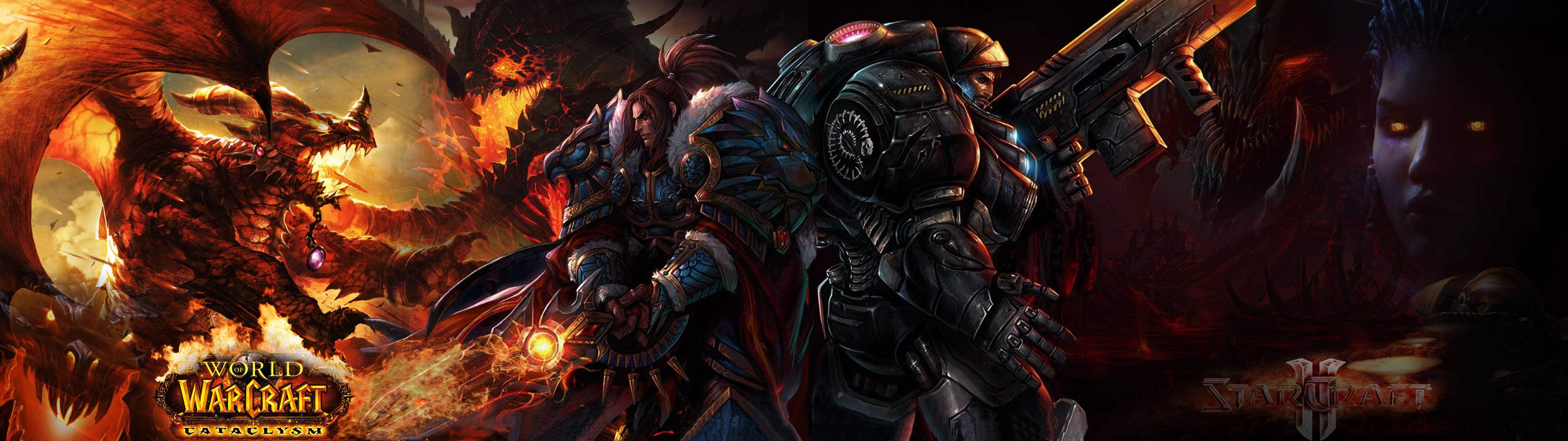 3840x1080 World of Warcraft / Starcraft 2 Wallpaper