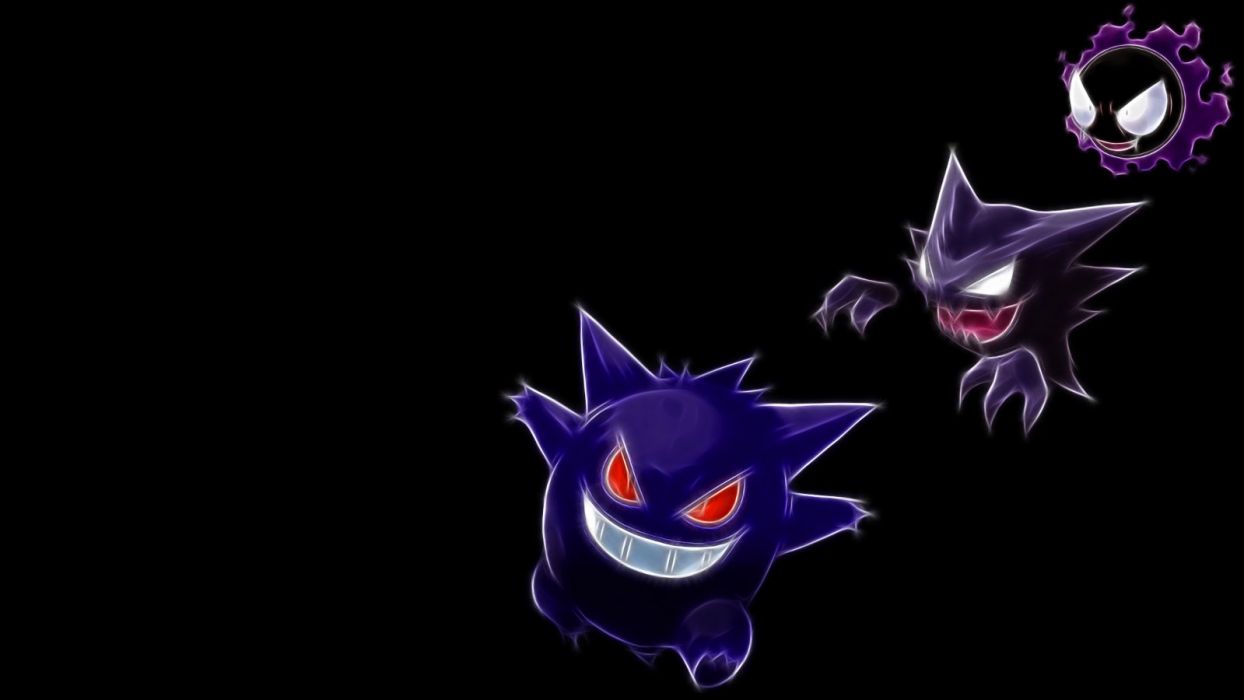 1244x700 Pokemon Gengar Haunter Ghastly black background wallpaperx900