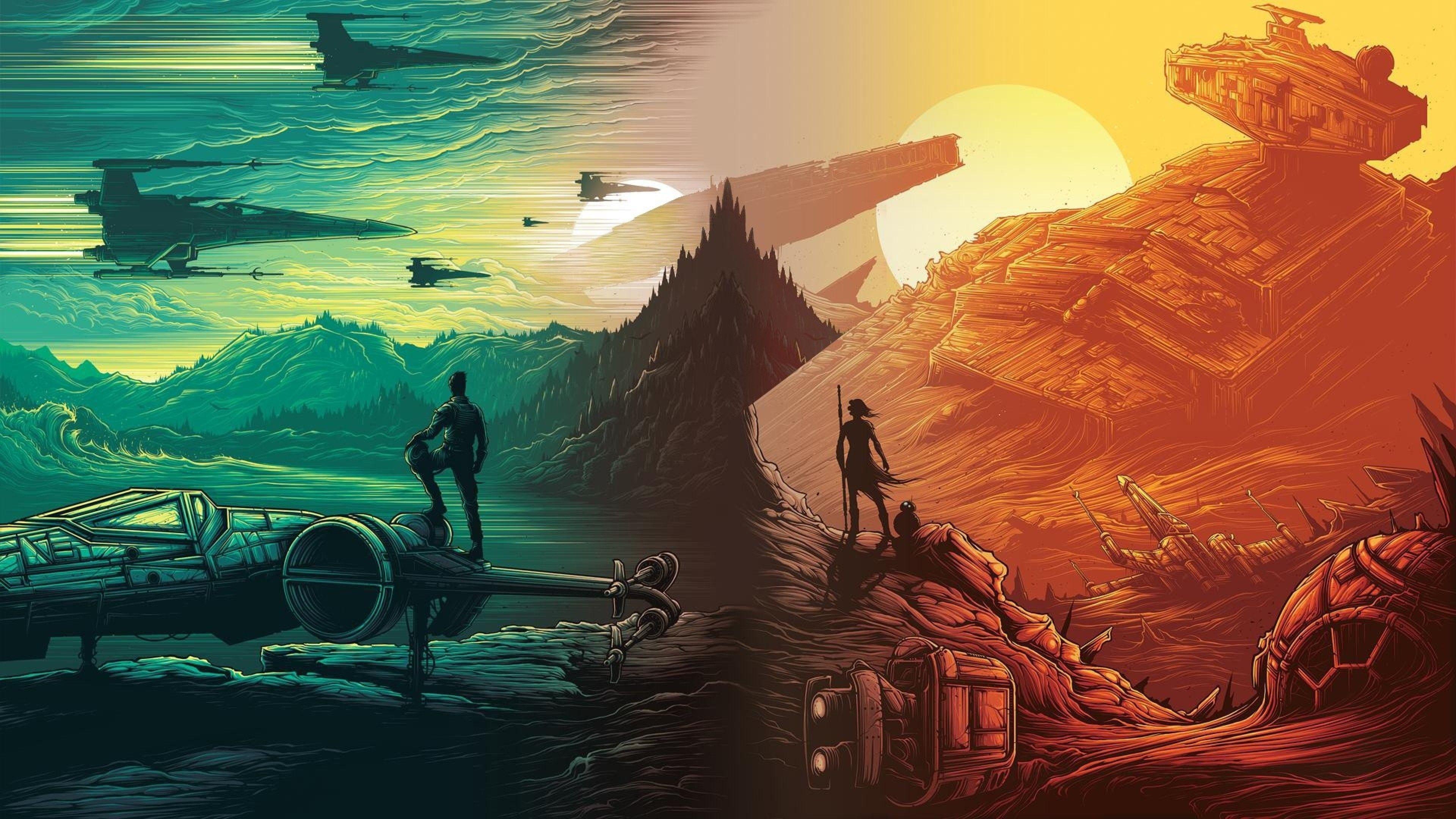 3840x2160 Download 3840x2160 Star Wars: The Force Awakens, Art Work, Toon Colors Wallpaper for UHD TV