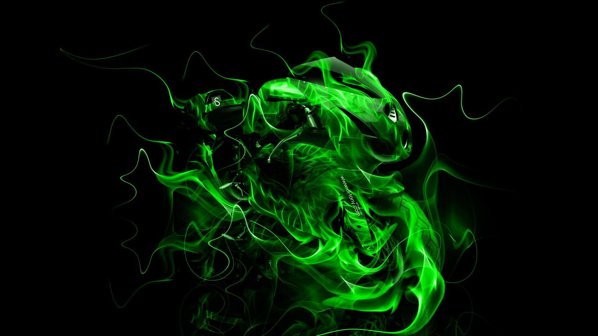 1920x1080 Fire Green Dragon Wallpaper