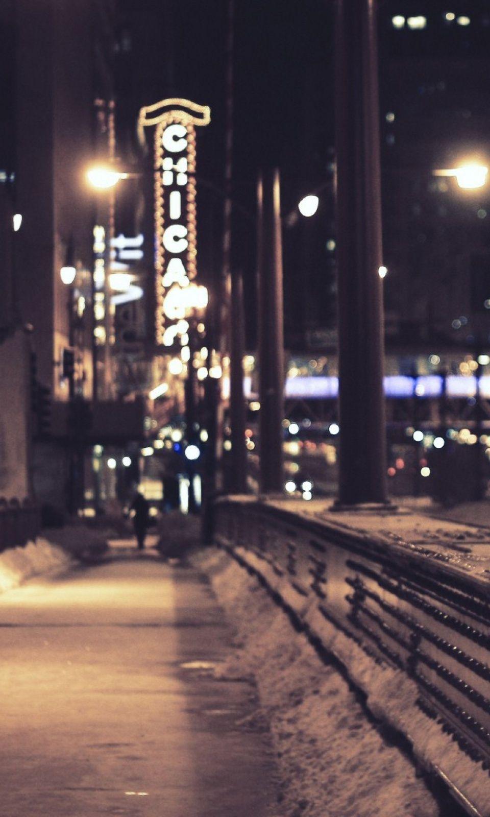 960x1600 Chicago Snow Street Mobile Wallpaper