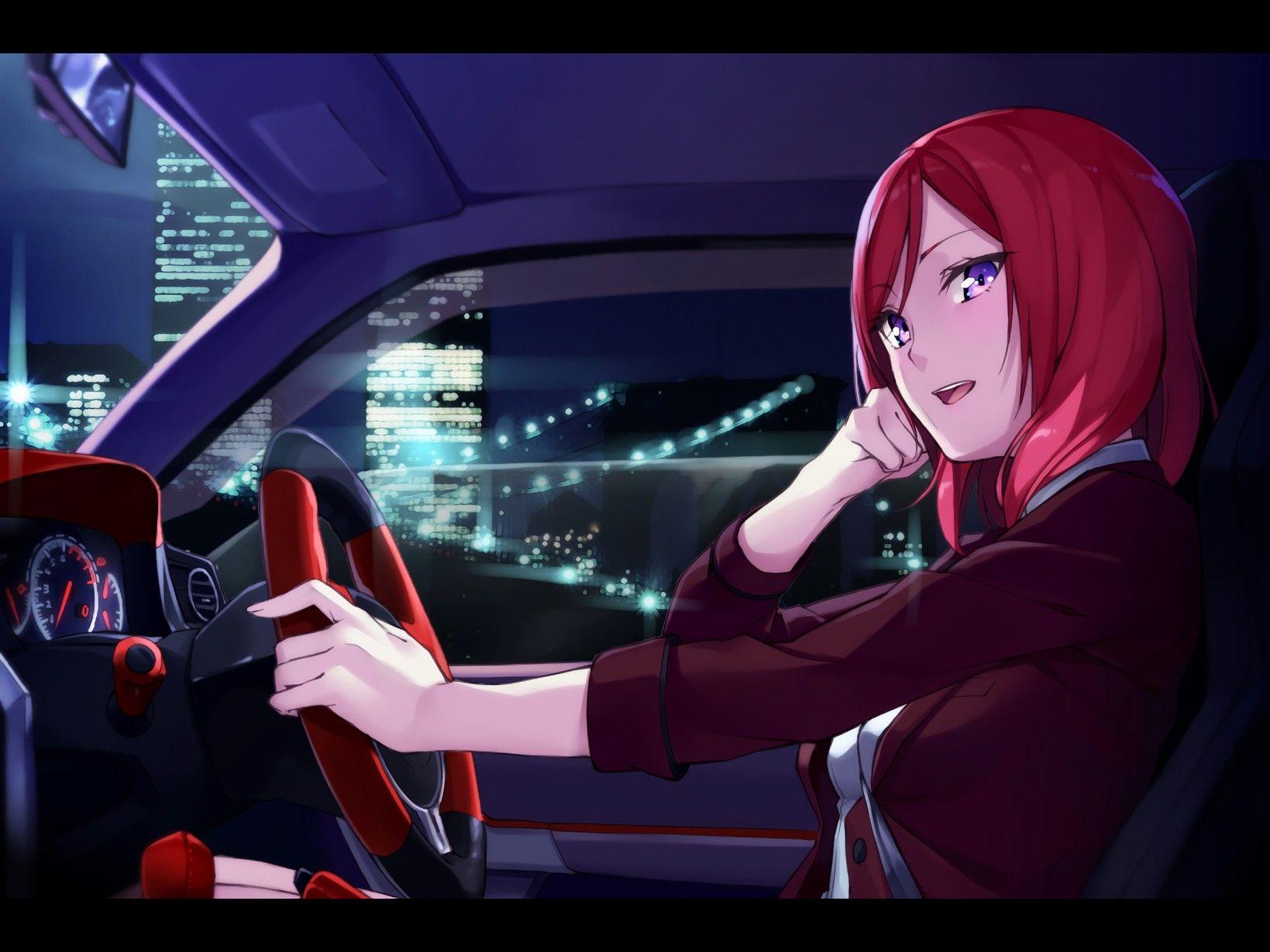 1639x1229 Anime Girl Driving A Car Fanart HD Wallpaper