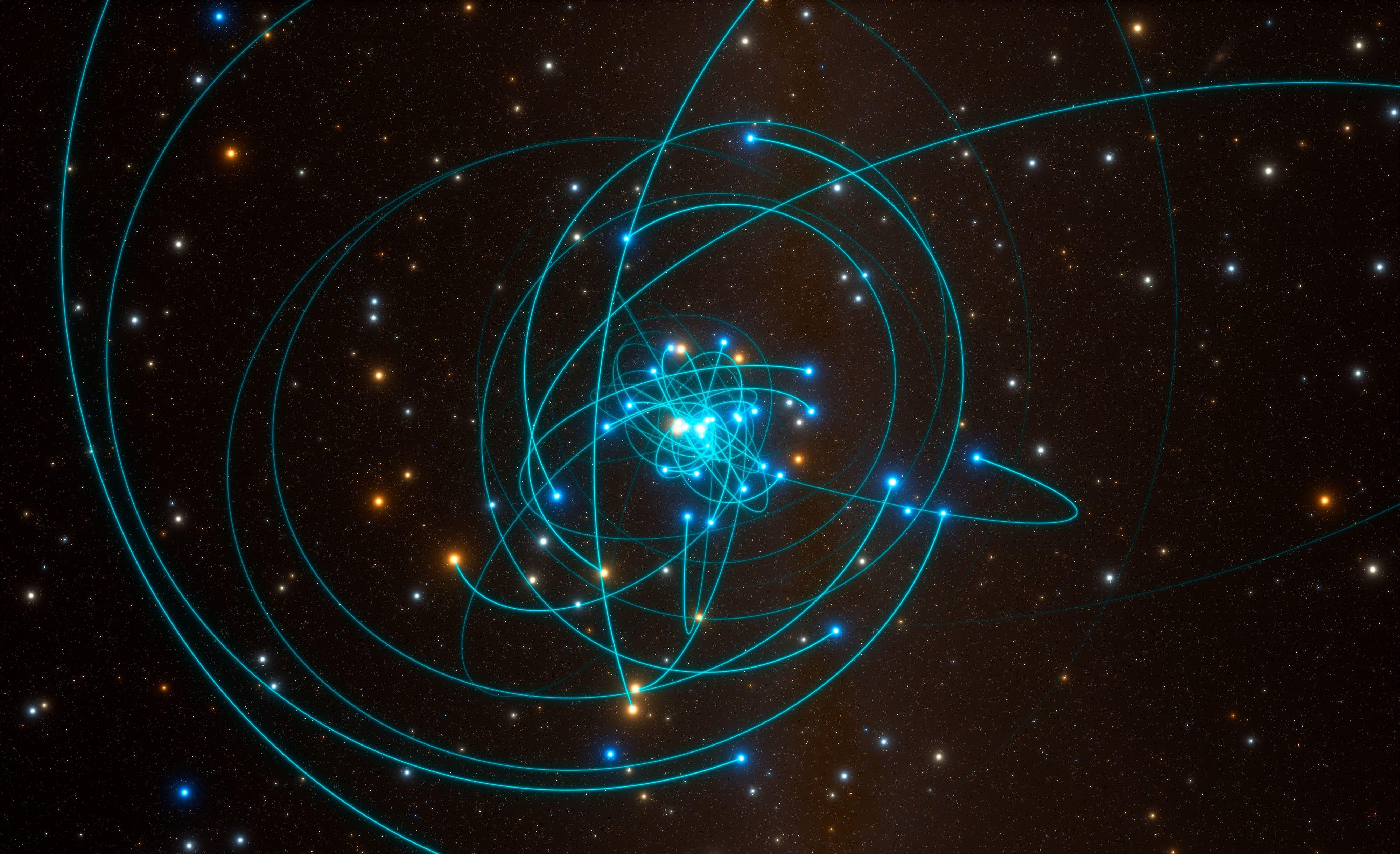 4000x2441 Orbits of stars around black hole at the heart of the Milky Way