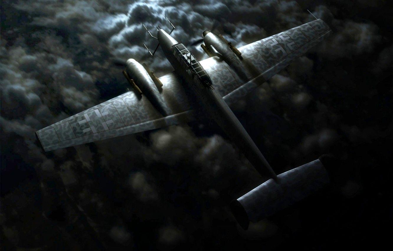 1332x850 Wallpaper Clouds, Night, Night, Messerschmitt, Fighter Interceptor, Twin Engine, Piston, Luftwaffe, The Third Reich, Bf.110G 4 Image For Desktop, Section авиация
