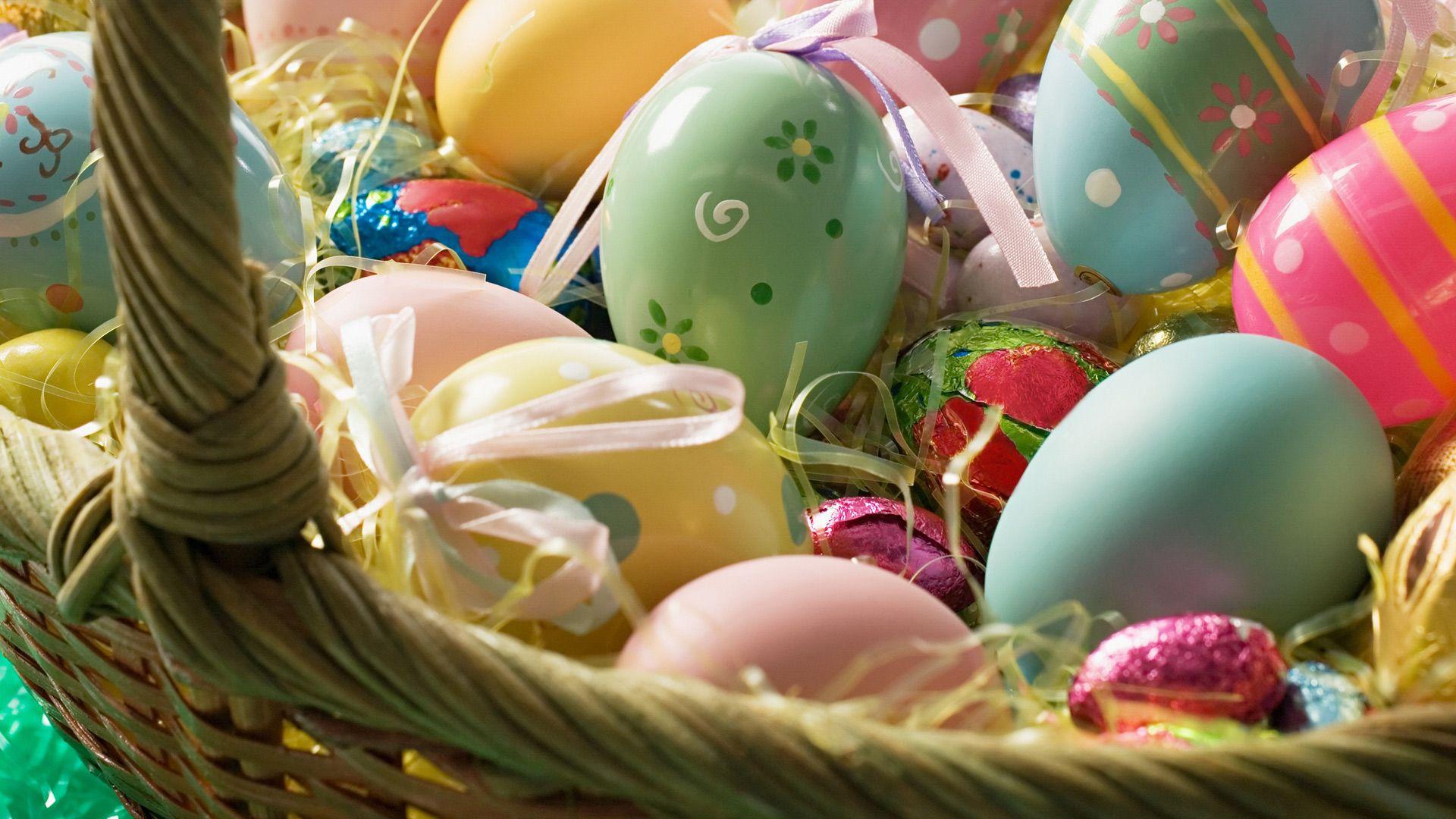 1920x1080 Beautiful Easter Eggs And Basket HD Wallpaper