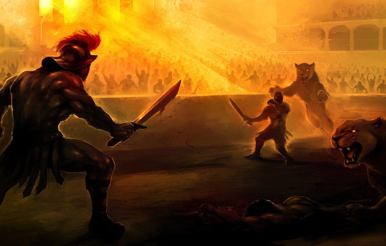 1332x850 Wallpaper death, blood, sword, Leo, arena, Colosseum, fight, Gladiator image for desktop, section живопись