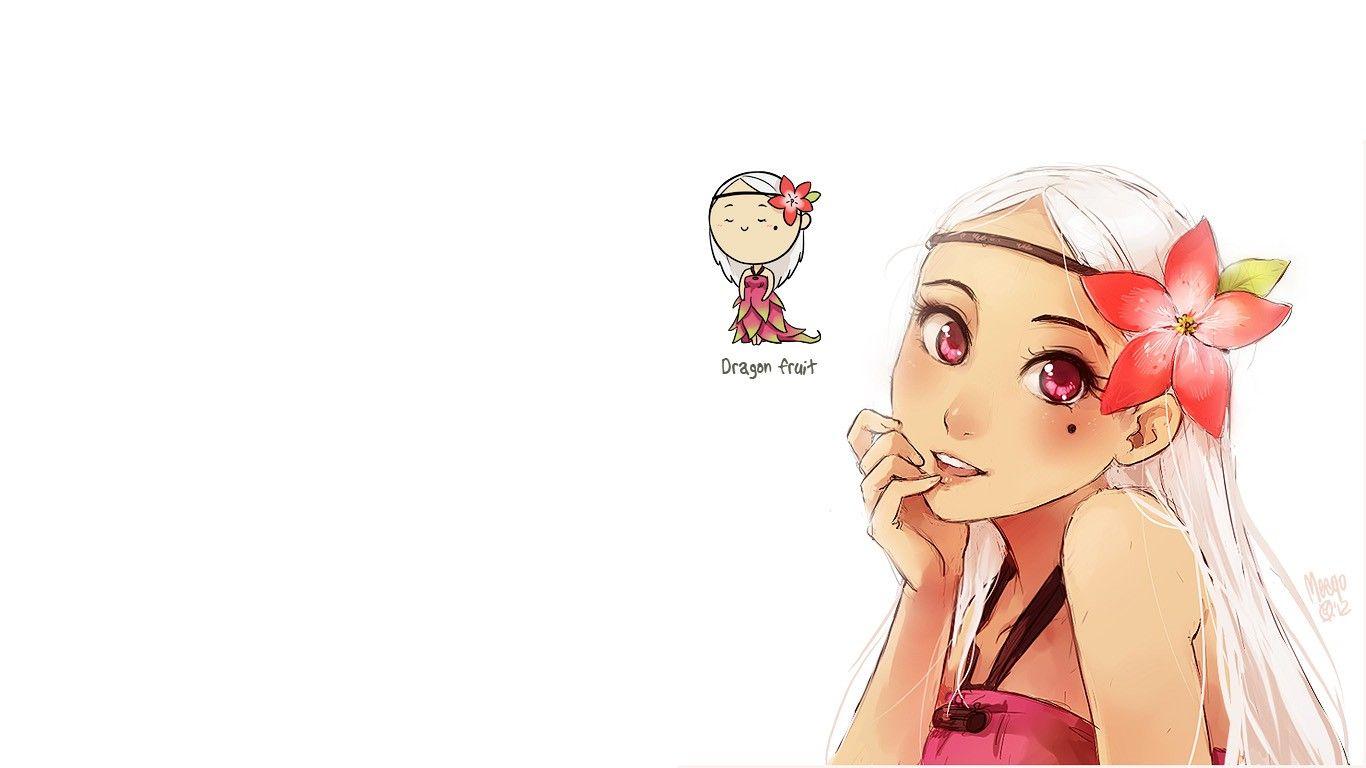 1366x768 anime girls, Anthropomorphism, Dragon fruit Wallpaper HD / Desktop and Mobile Background