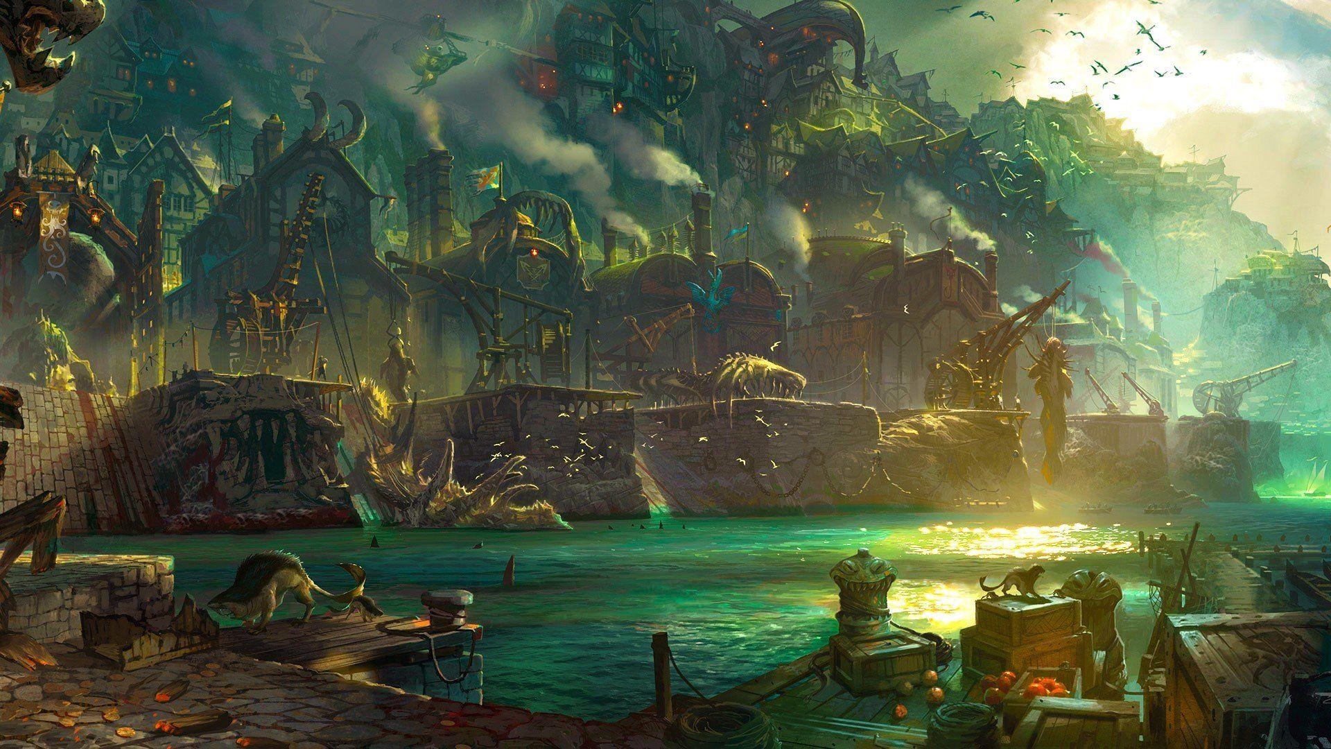 1920x1080 artwork, Fantasy art, Villages HD Wallpaper / Desktop and Mobile Image & Photo