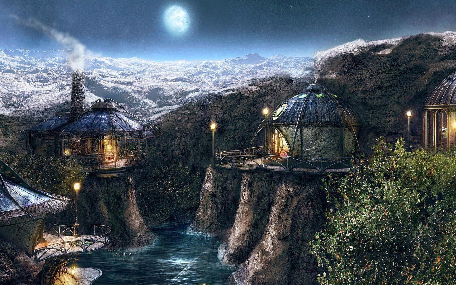 1920x1200 Fantasy City Wallpaper