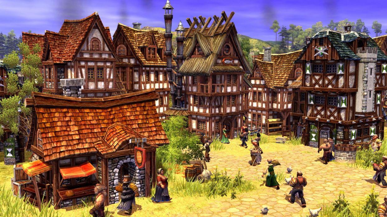 1244x700 SETTLERS ONLINE city building strategy fantasy adventure rts mmo empire 1tso town village rustic detail wallpaperx1080