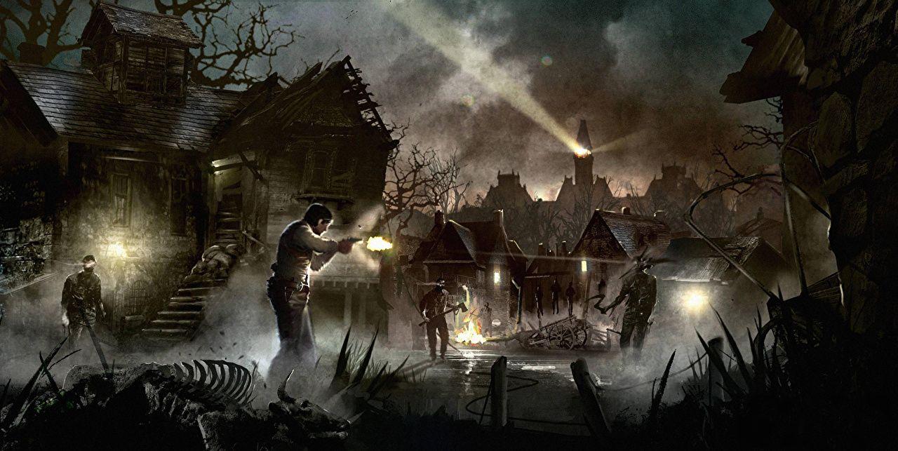 1280x643 Desktop Wallpaper Alan Wake Ghost Men Village Fantasy Games Night