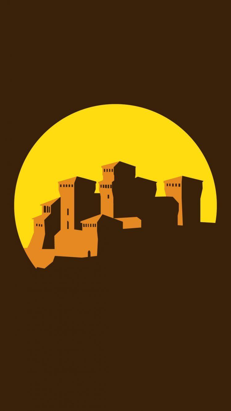 748x1330 Italy, Castle, Tower, Landscape, Minimalism, Vector, Cartoon Wallpaper HD / Desktop and Mobile Background