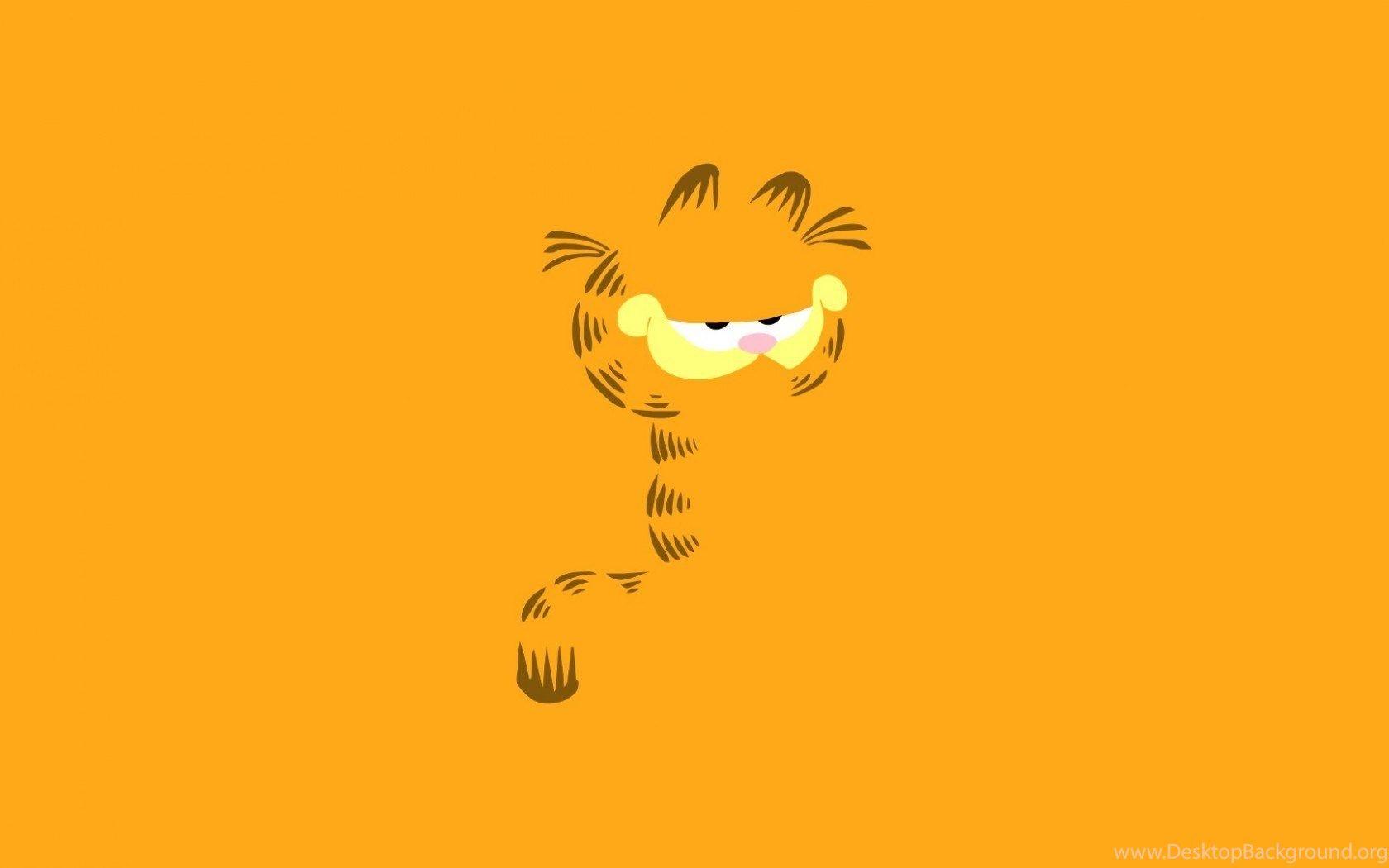 1680x1050 Cartoon, Minimalist, Art, Vector, Garfield, Smile, Yellow Background Desktop Background