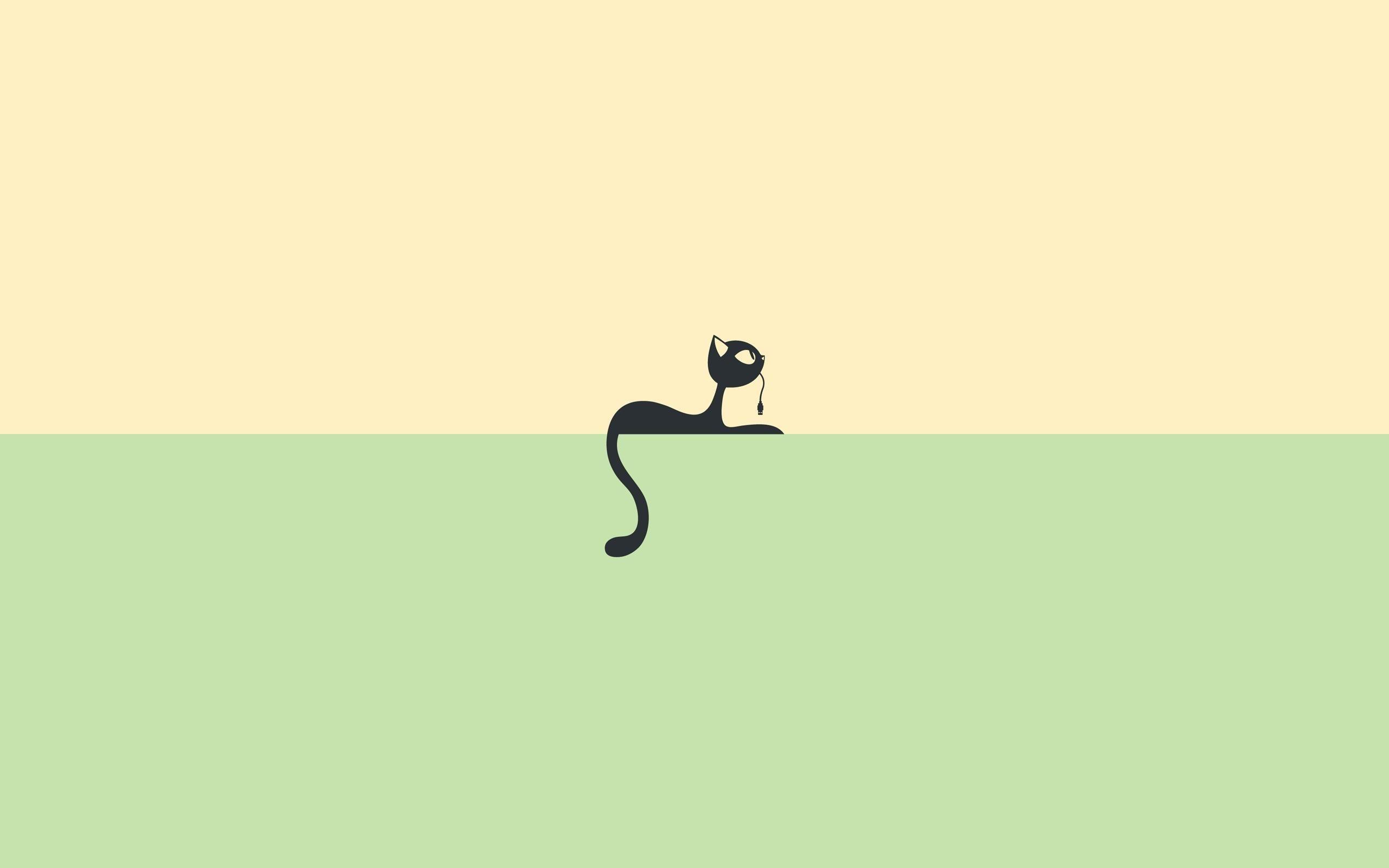 2560x1600 wallpaper cat, minimalism, vector, wire HD : Widescreen : High Definition