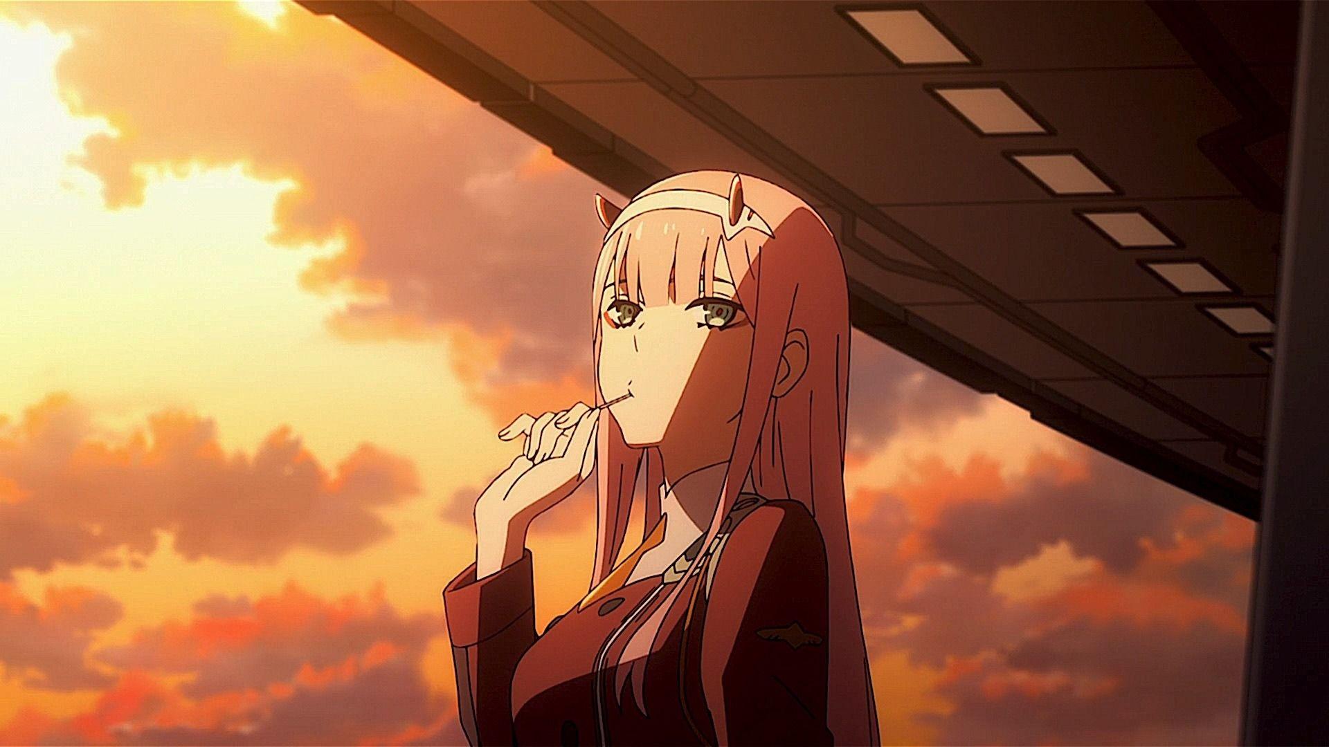 1920x1080 Desktop wallpaper under, bridge, anime girl, zero two, HD image, picture, background, 697b1b