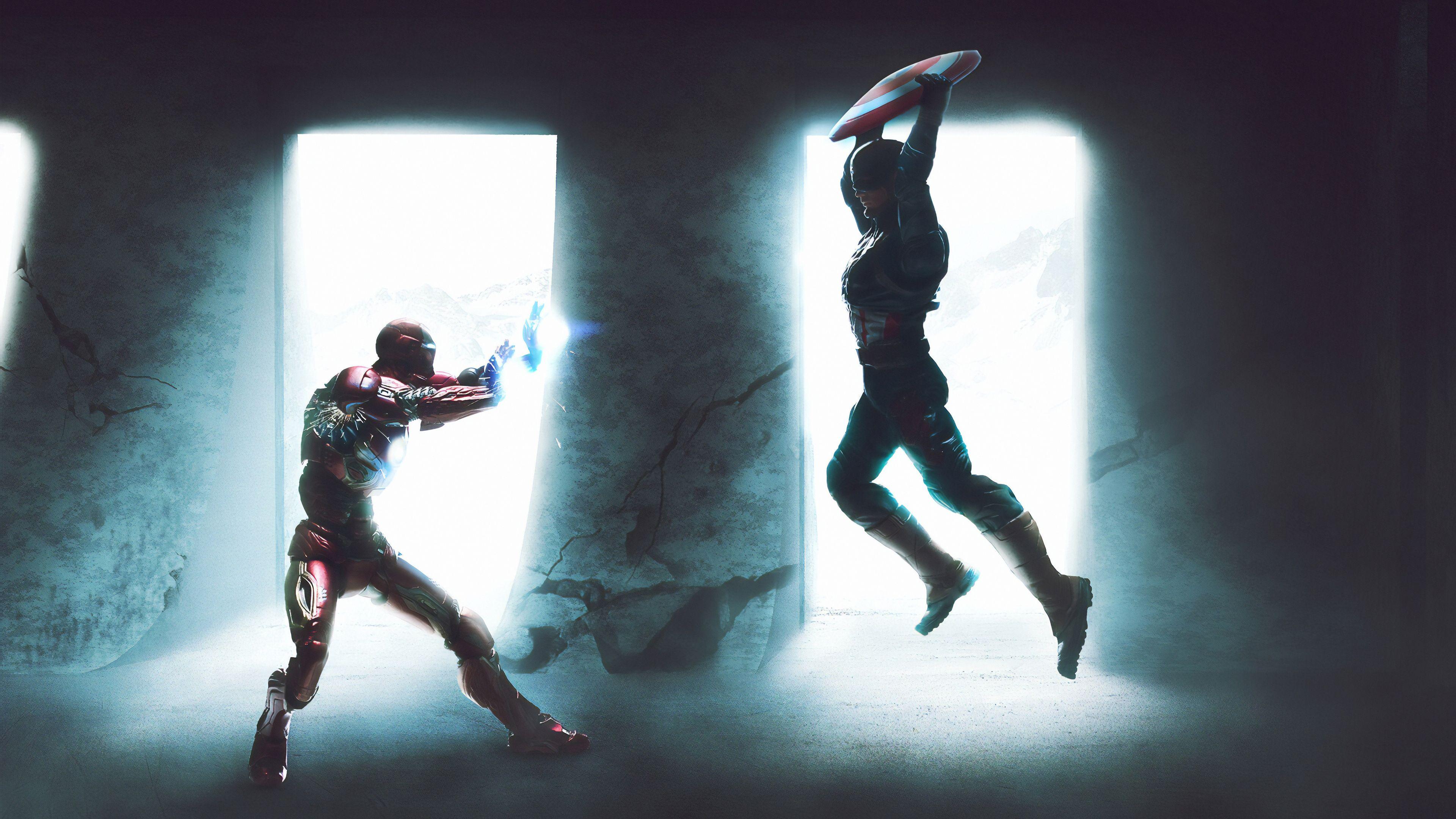 3840x2160 Wallpaper 4k Captain America Vs Iron Man Wallpaper