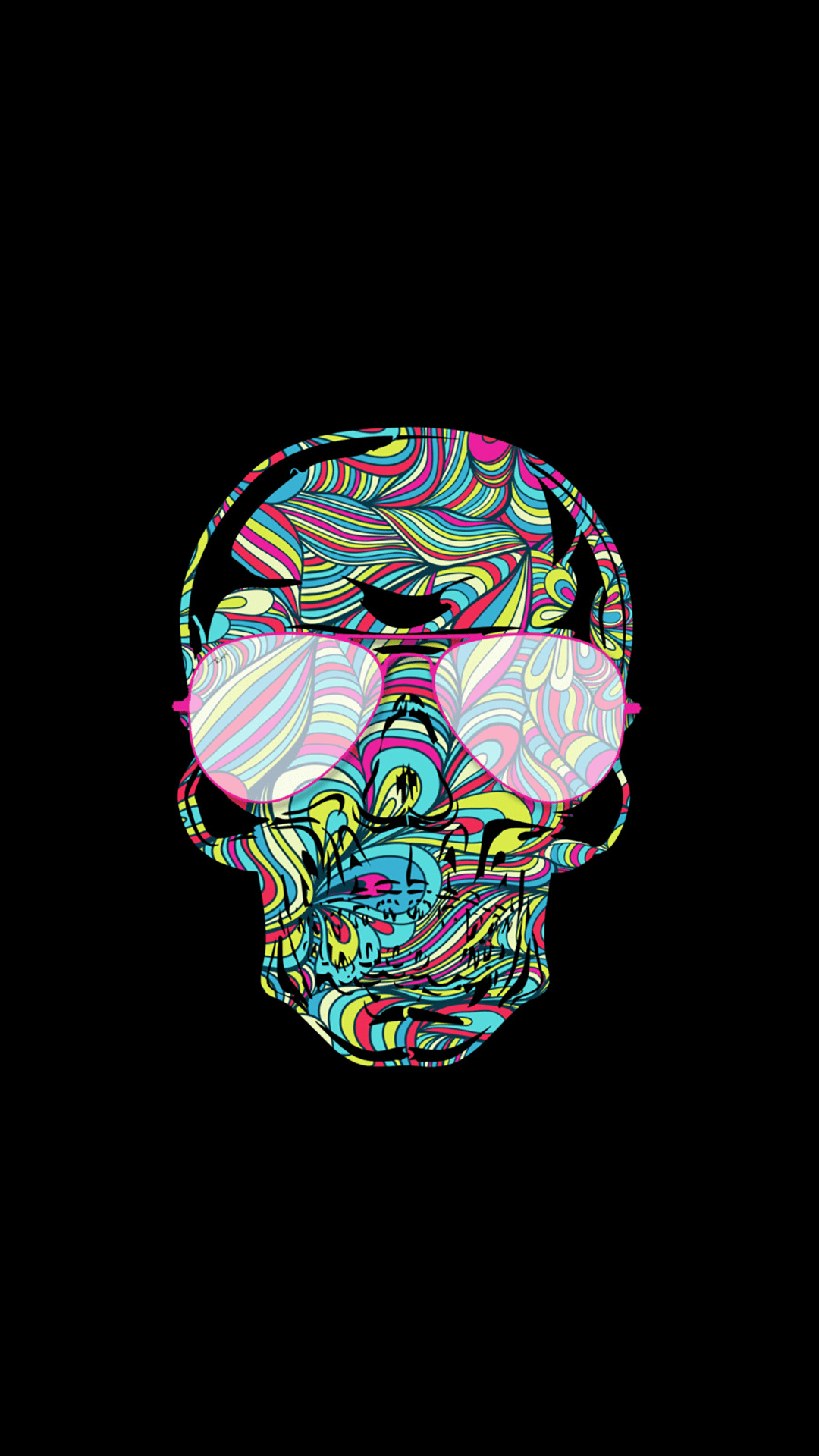 1080x1920 Neon Skull with Glasses For Tech