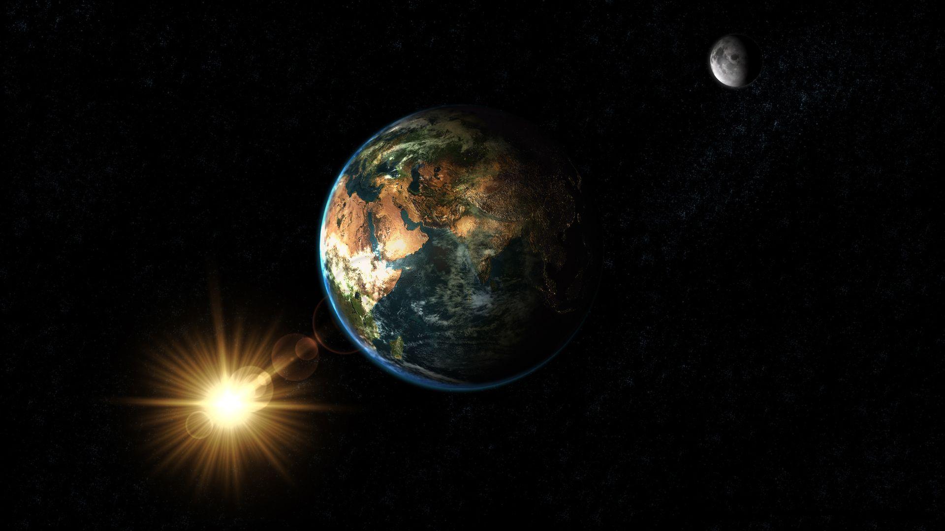 1920x1080 Earth with a Double Moon Background. Awesome Moon Wallpaper, Pretty Moon Wallpaper and Moon Wallpaper