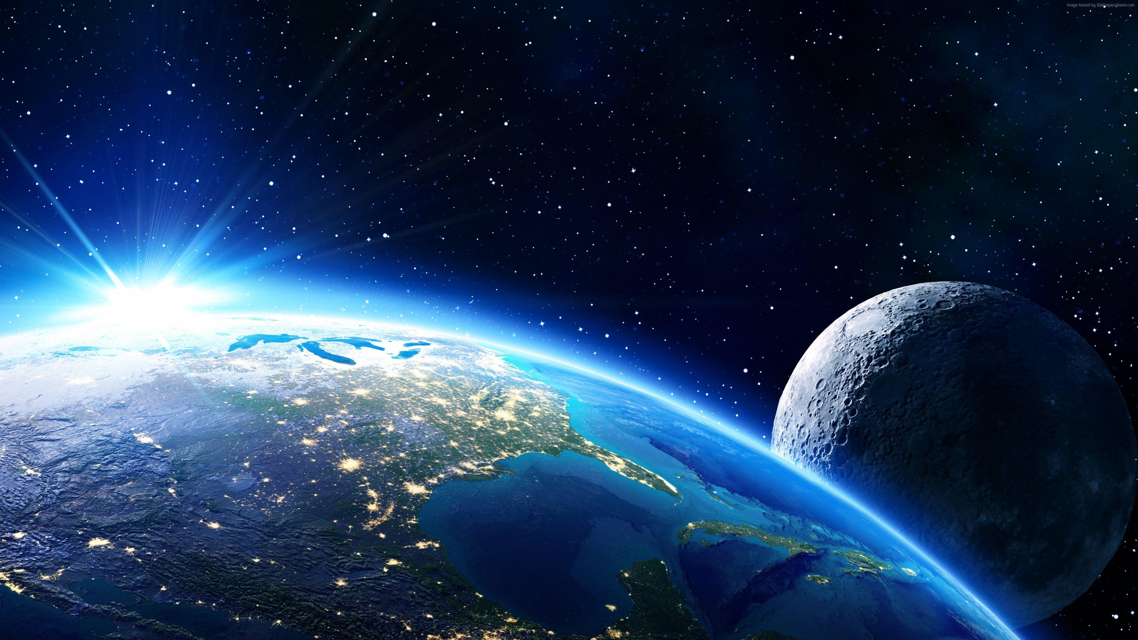 3840x2160 Wallpaper Earth, moon, planet, star, 5k, Space