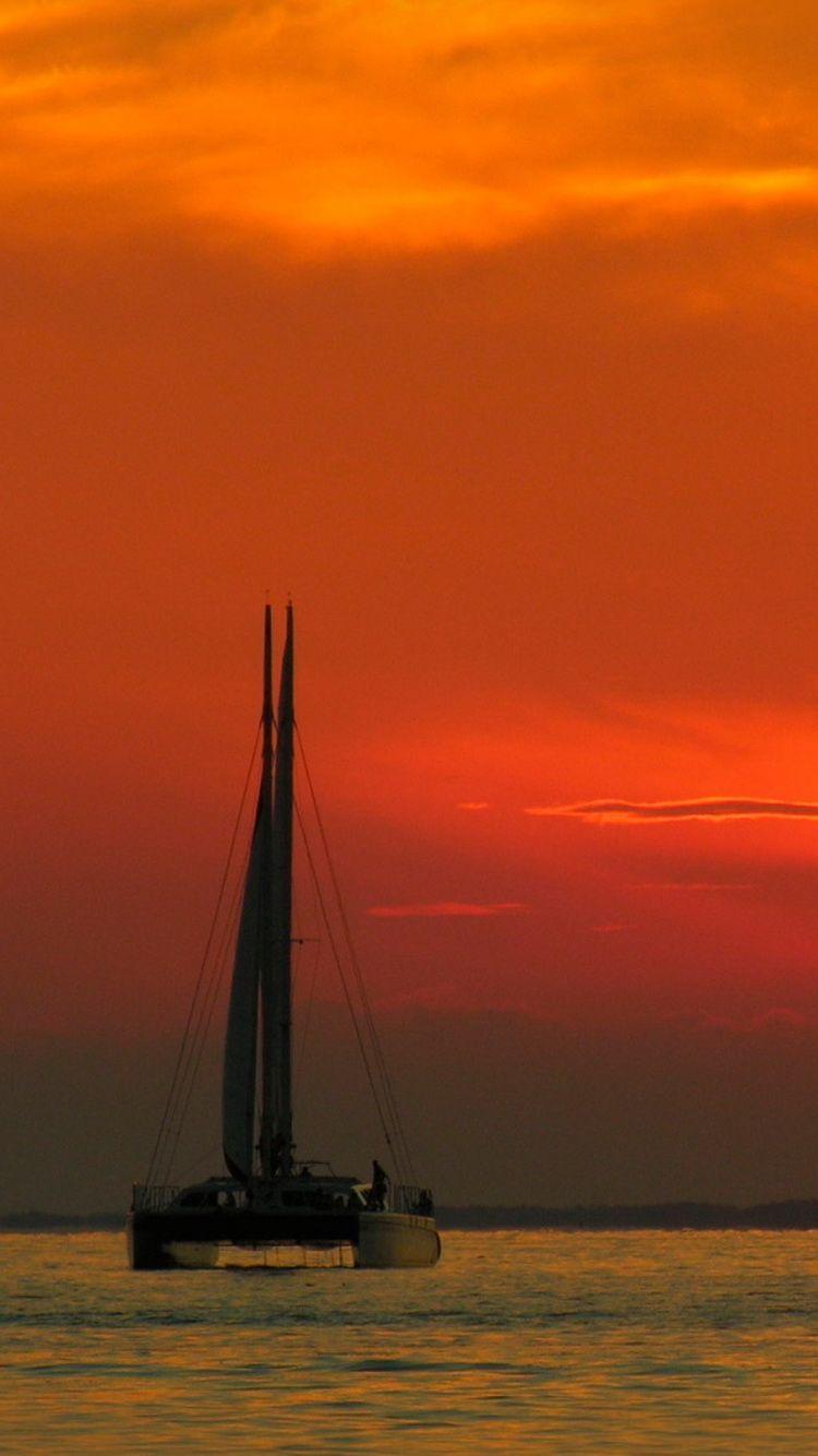 750x1334 Catamaran Sunset Ocean iPhone 6 Wallpaper HD