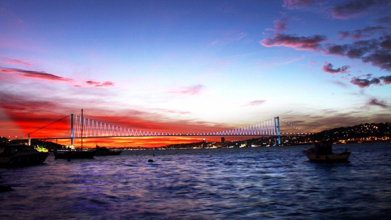1244x700 Sunset bridges Turkey Istanbul bosphorus wallpaperx1080