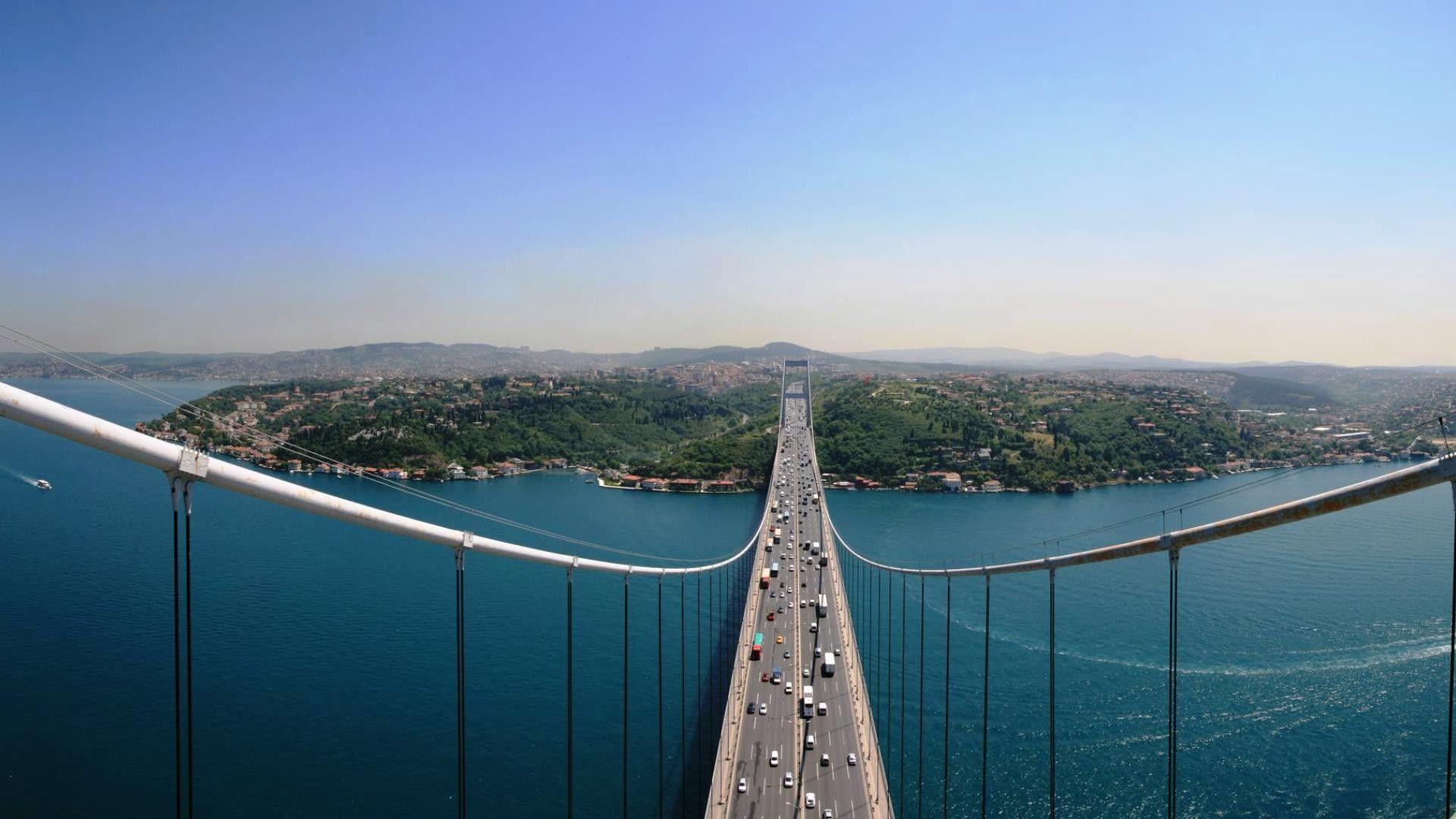 1920x1080 cityscapes, bridges, Turkey, Istanbul, bosphorus, Fatih Sultan Mehmet Bridge, cities wallpaper