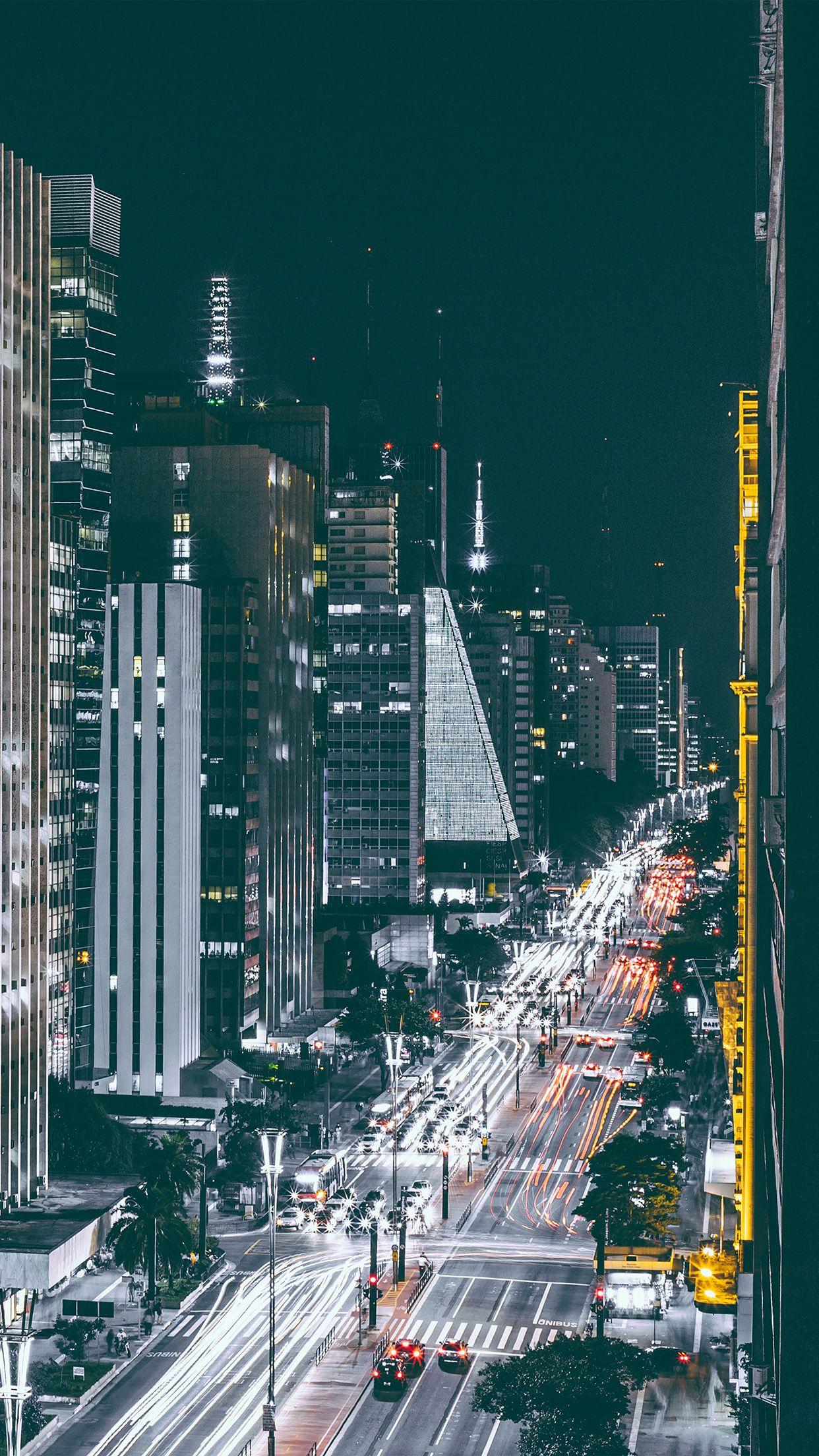 1242x2208 City Night View Urban Street Wallpaper