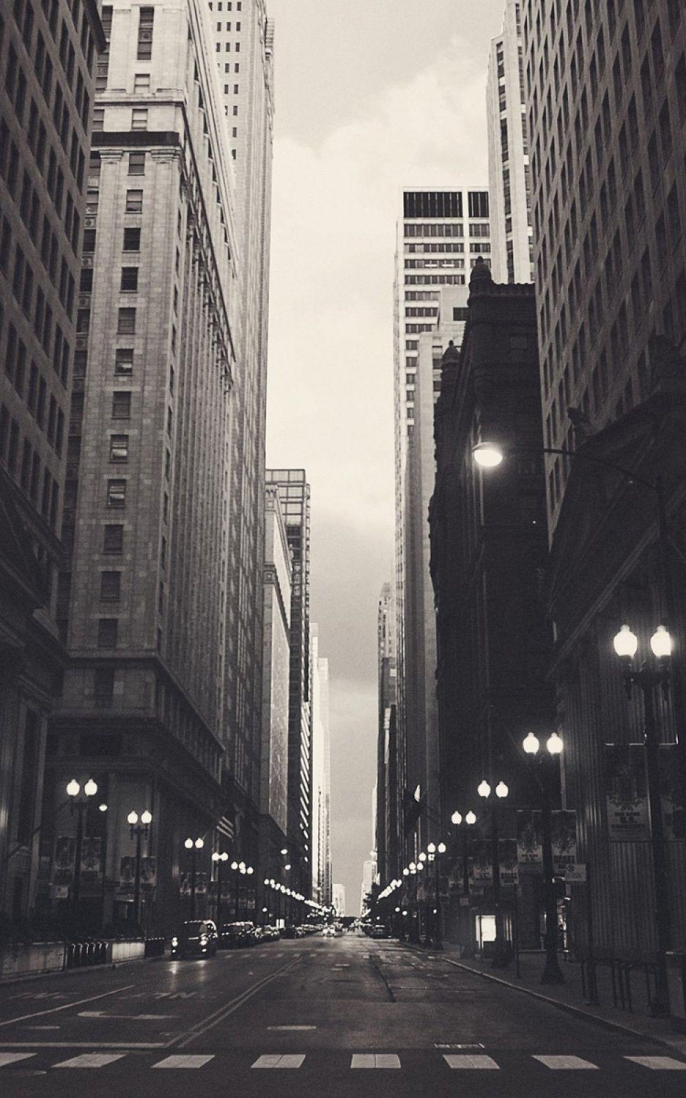 1000x1600 Chicago USA Black And White Streetview Android Wallpaper free download