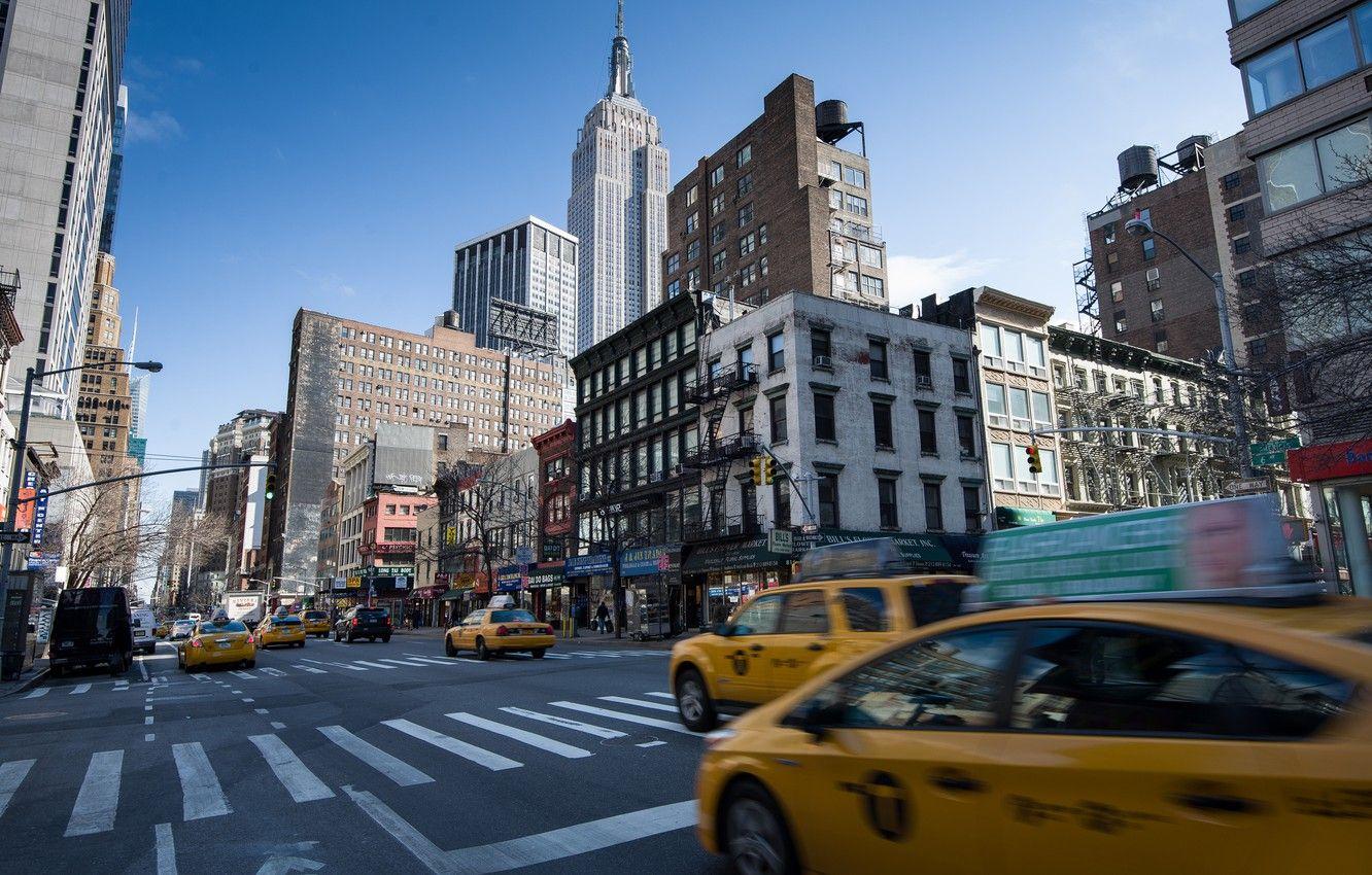 1332x850 Wallpaper road, the city, street, view, building, home, New York, skyscrapers, taxi, USA, USA, Manhattan, New York, Manhattan, NYC, New York City image for desktop, section город