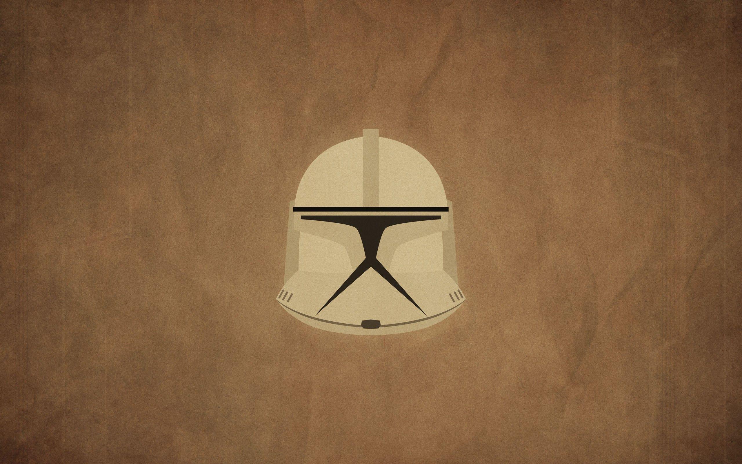 2560x1600 Star Wars Clone Trooper Science Fiction Minimalism Movies Helmet Beige Beige Background Wallpaper:2560x1600