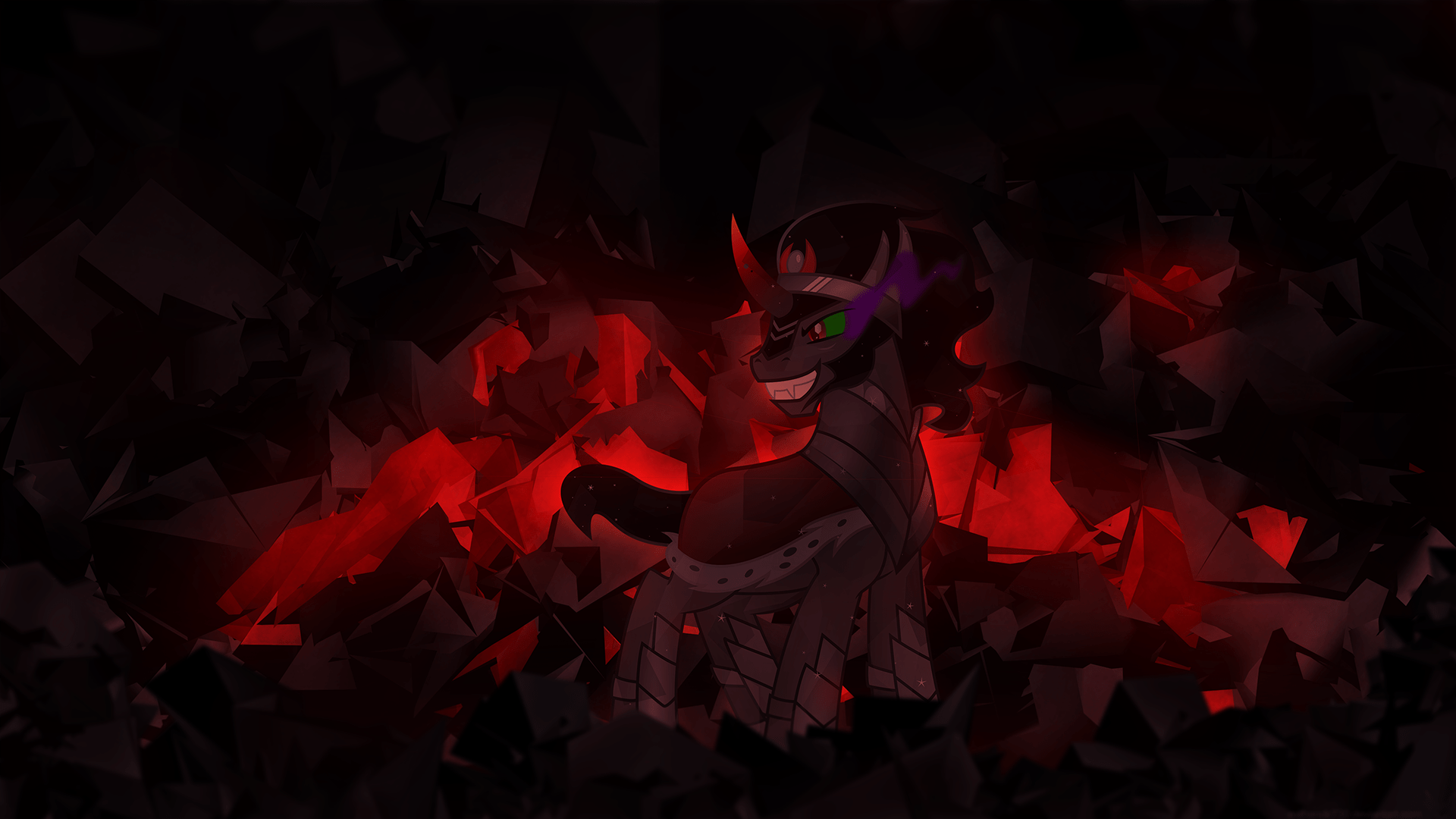 1920x1080 artist:mithandir artist:theshadowstone, crystal, dark, king sombra, red, safe, vector, wallpaper