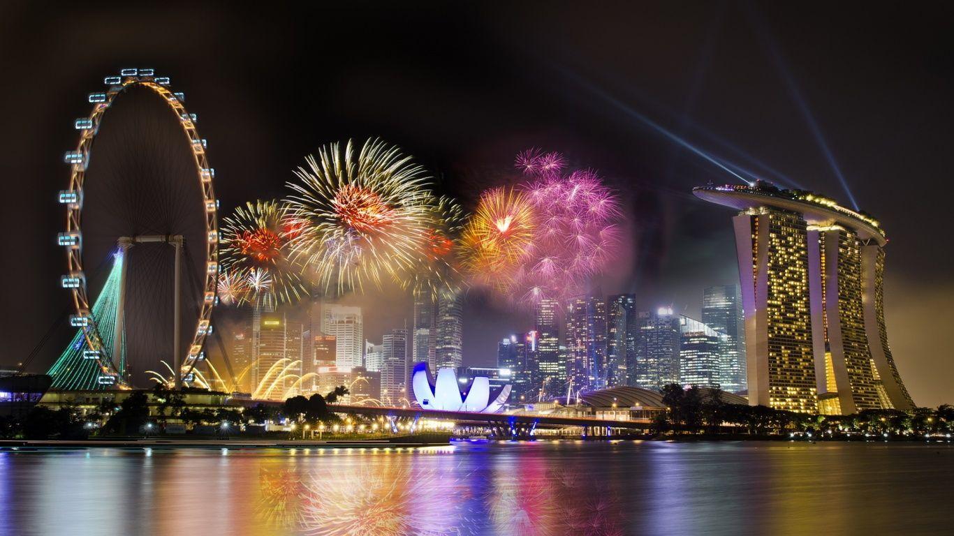 1366x768 Free 4K Singapore Wallpaper Image For Download