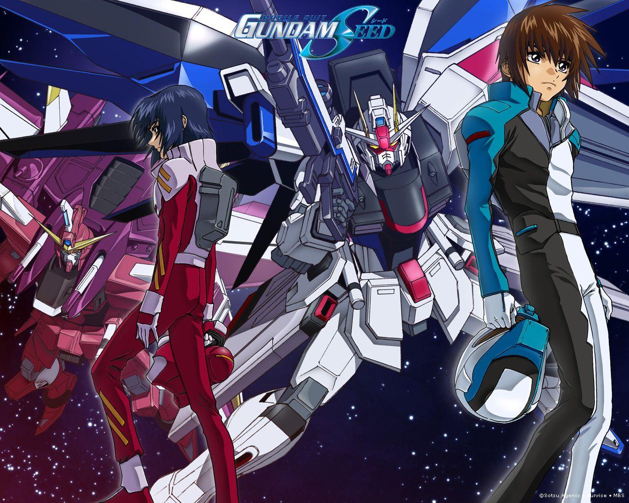 1280x1024 hirai hisashi gundam gundam seed athrun zala freedom gundam justice gundam kira yamato bodysuit gun male mecha wallpaper