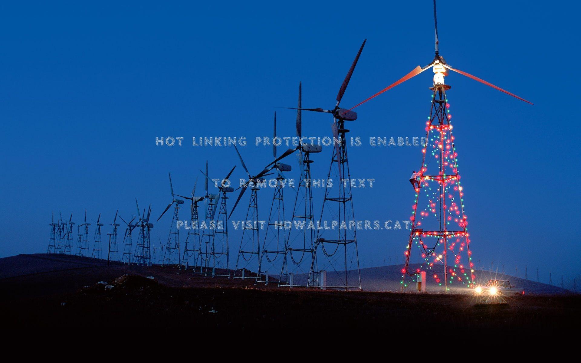 1920x1200 christmas at windmill farm lights turbines