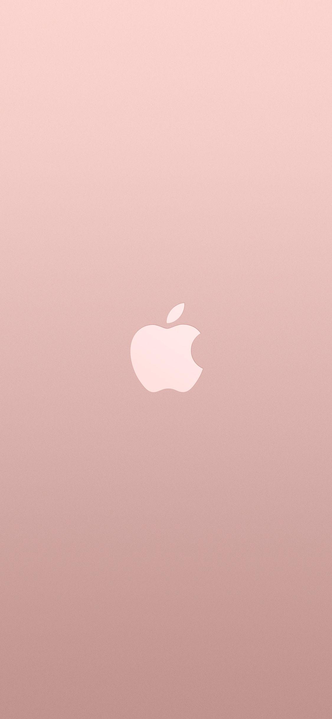 1125x2436 Logo Apple Pink Rose Gold White Minimal Illustration Art Wallpaper