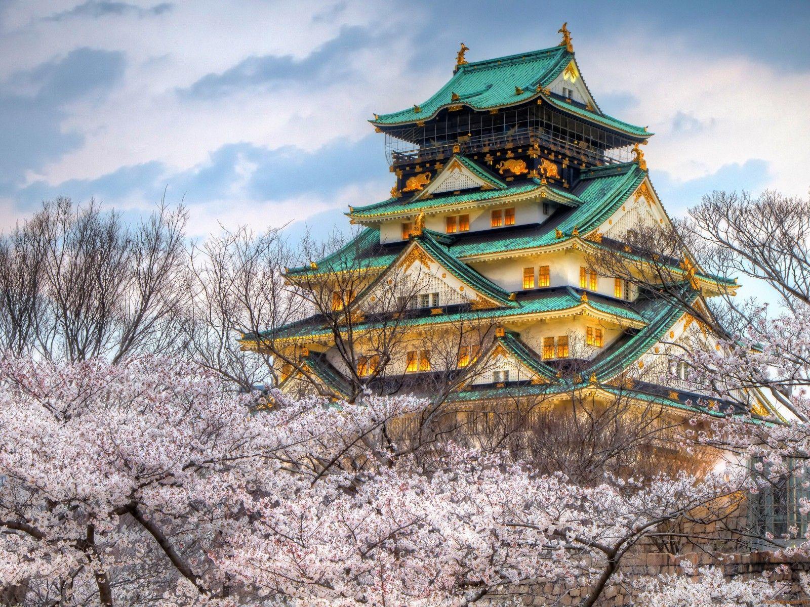 1600x1200 Spring Osaka Castle Japan wallpaper