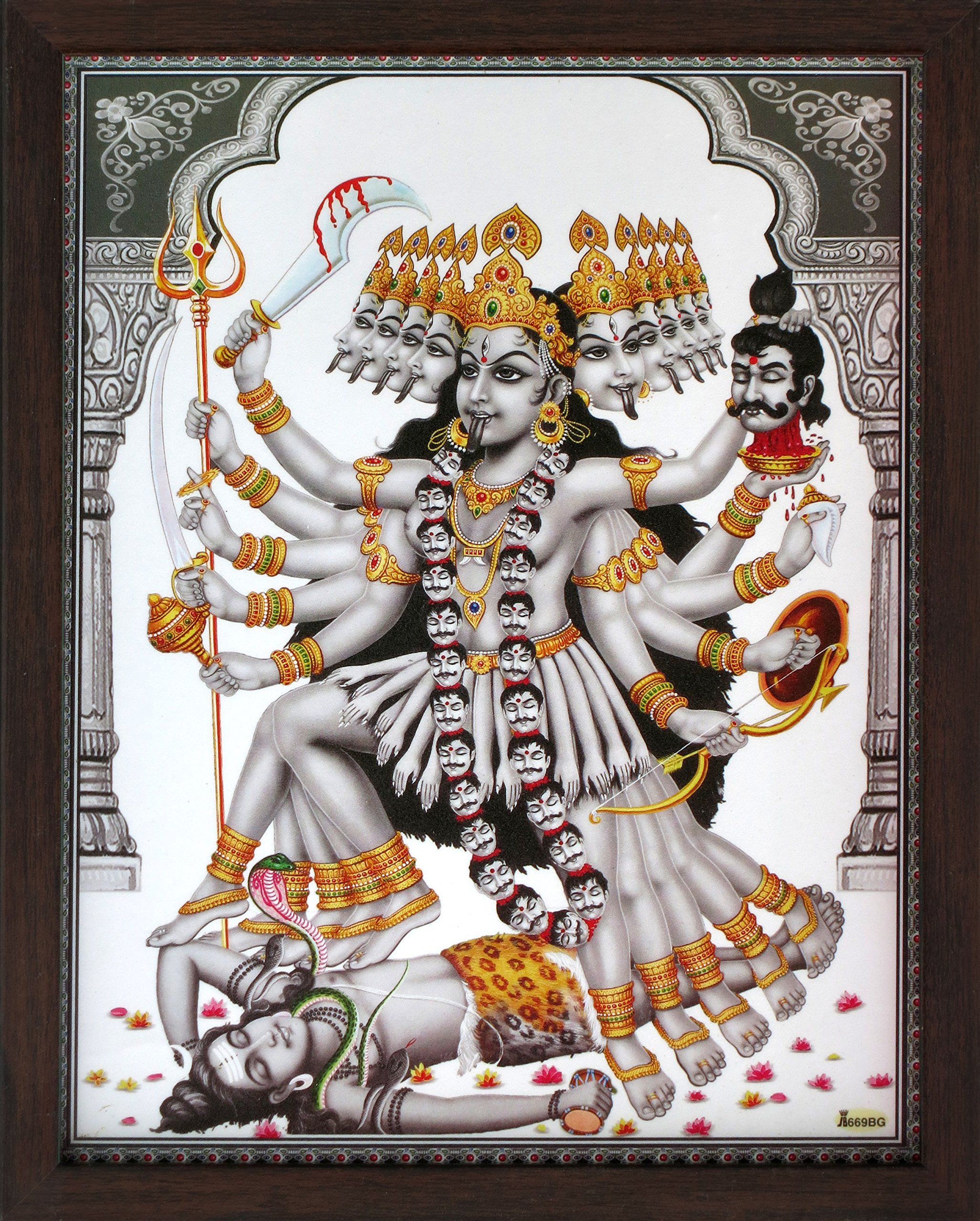 2054x2560 Amazon.com Goddess Kali Maa Killing Lord Shiva, a Hindu Religious Poster Painting with Frame for Worship