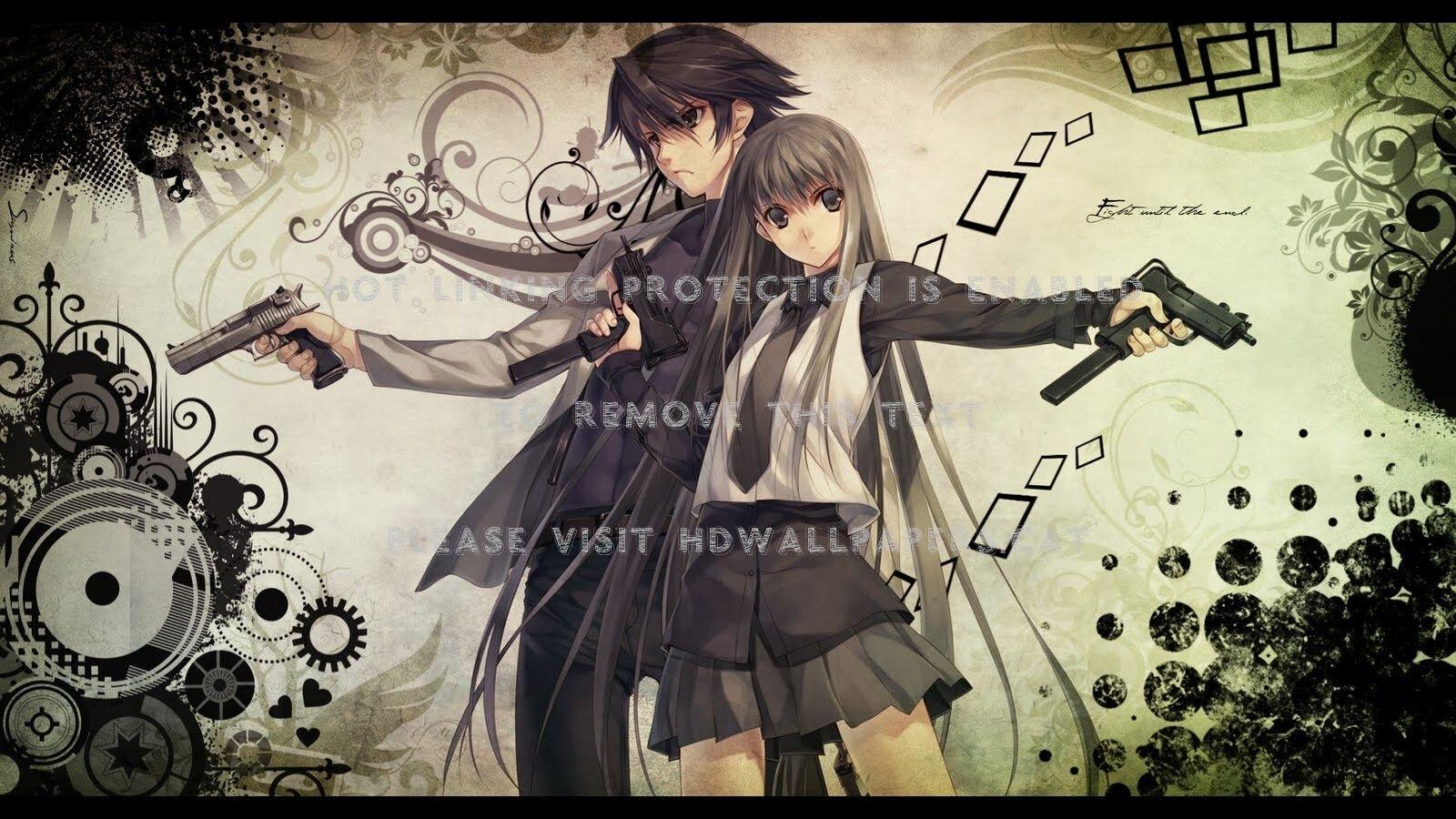 1600x900 gun love emotional anime girl couple lover