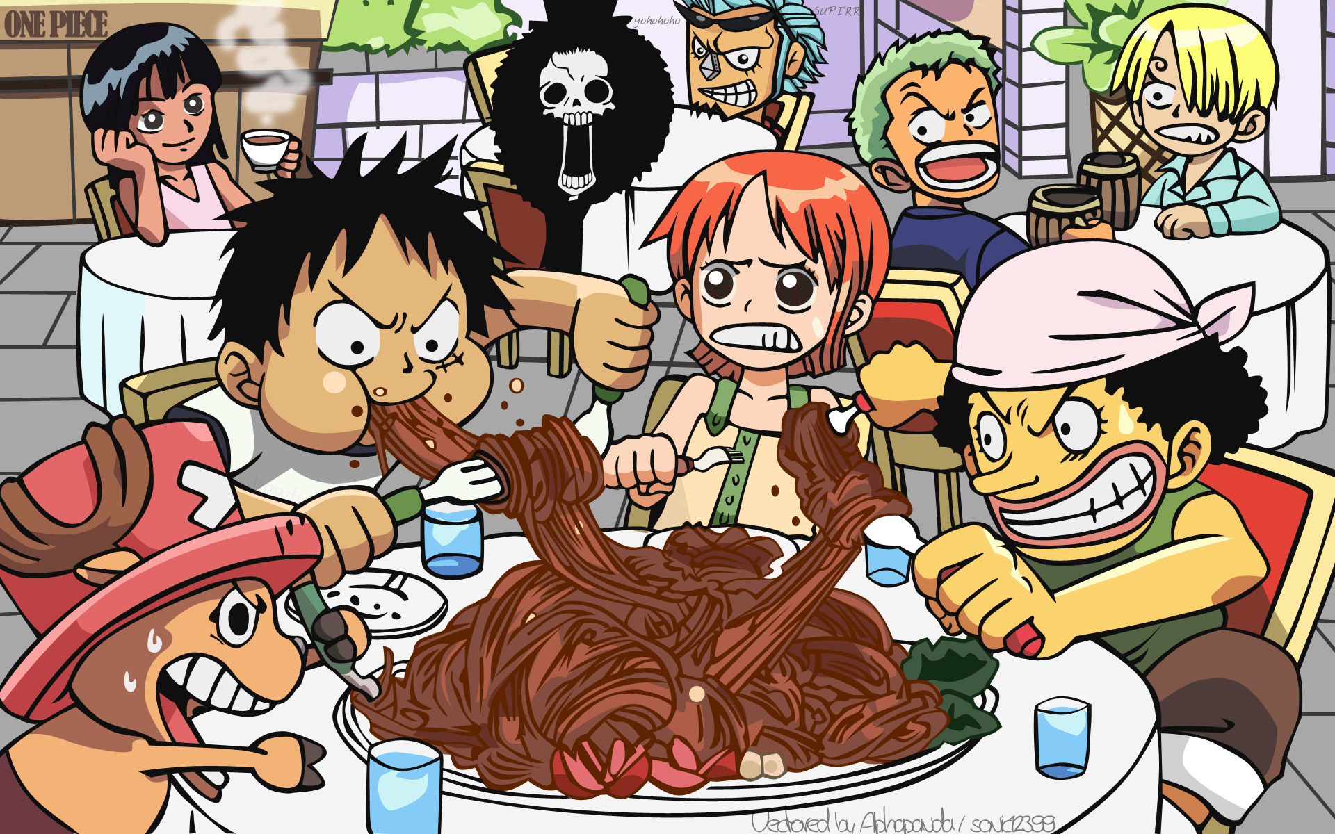 1920x1200 brook drink food franky group monkey d luffy nami nico robin one piece roronoa zoro sanji signed tony tony chopper usopp. konachan.com.com Anime Wallpaper