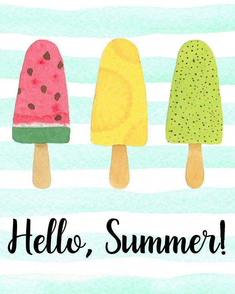 819x1024 Hello, Summer! Welcome the new season with two sweet (and free!) Hello, Summer printable popsicle art prints! T. Popsicle art, Hello summer, Summer illustration