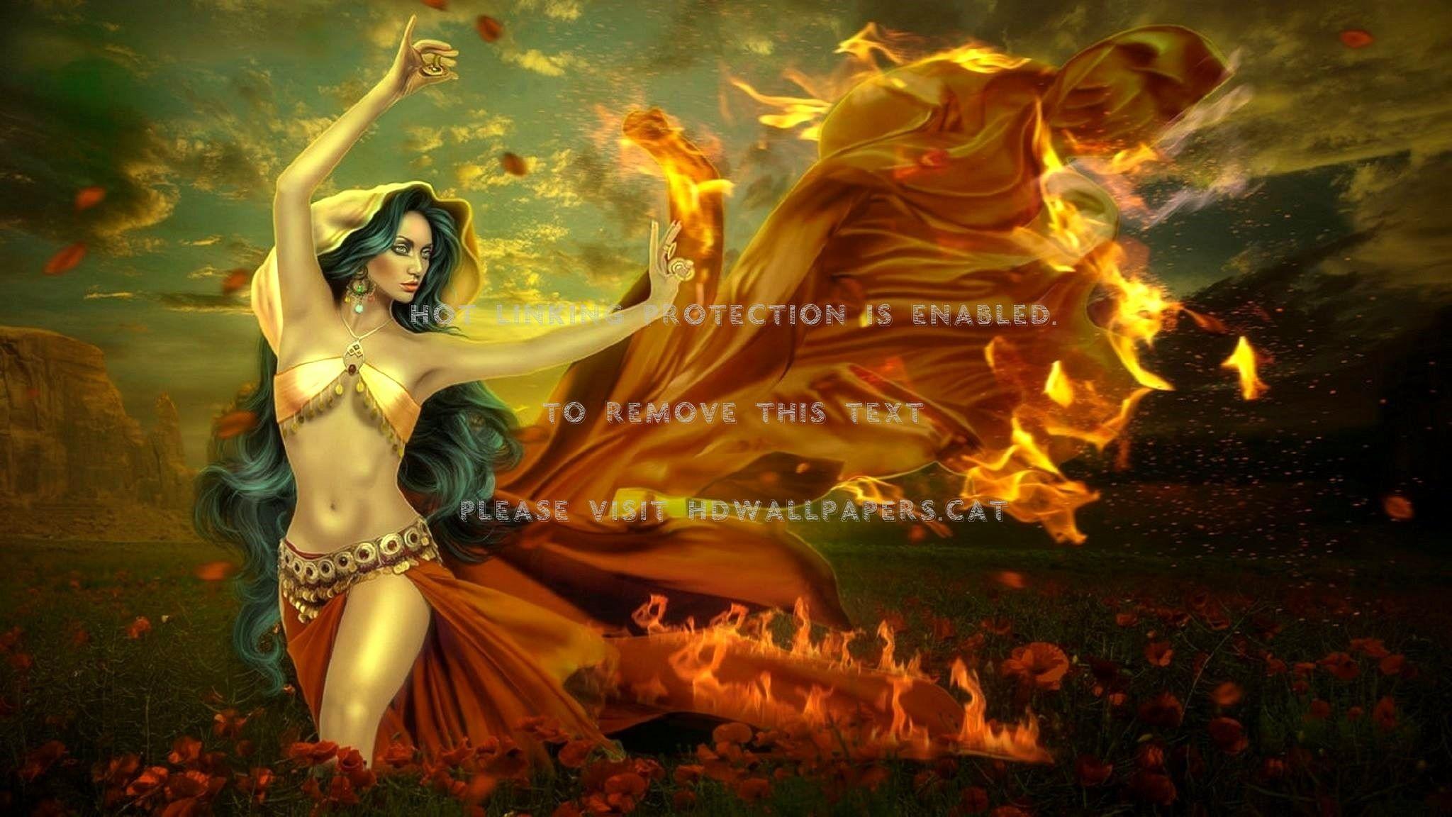2048x1152 dancing fire photomanipulation fantasy art