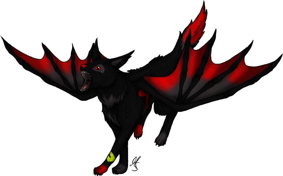 1169x730 Anime Wolf With Wings Clipart Black And Red Winged Wolf Image Provided