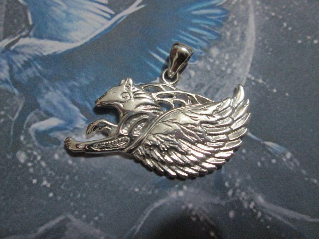 1024x768 Silver Pendants: Winged Wolf (Silver)