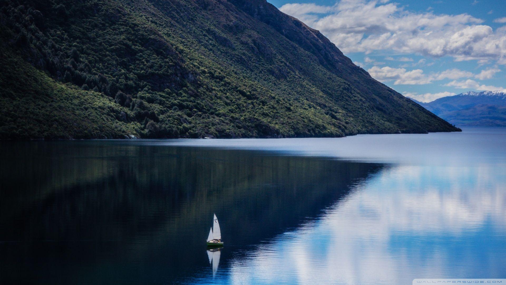1920x1080 Boat On Mountain Lake Ultra HD Desktop Background Wallpaper for 4K UHD TV : Multi Display, Dual Monitor : Tablet