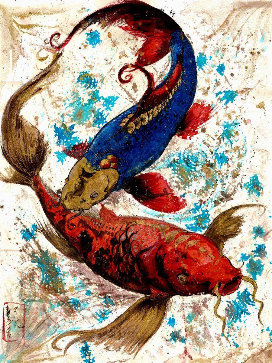 Mực Sumi 900x1200 & màu nước Nhật Bản trên giấy.  màu nước, tác phẩm nghệ thuật
