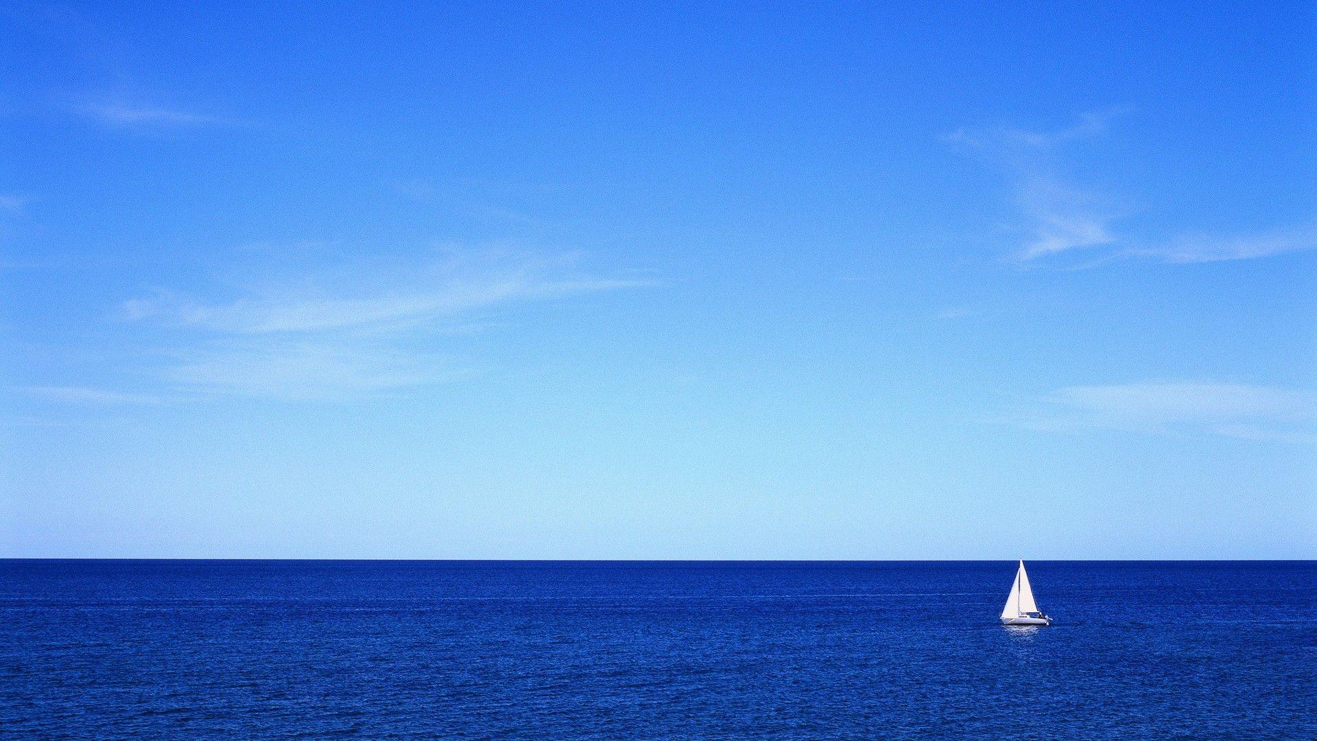 1920x1080 Oceans: Sky Sailboat Boat Horizon Blue Ocean Great Live Desktop