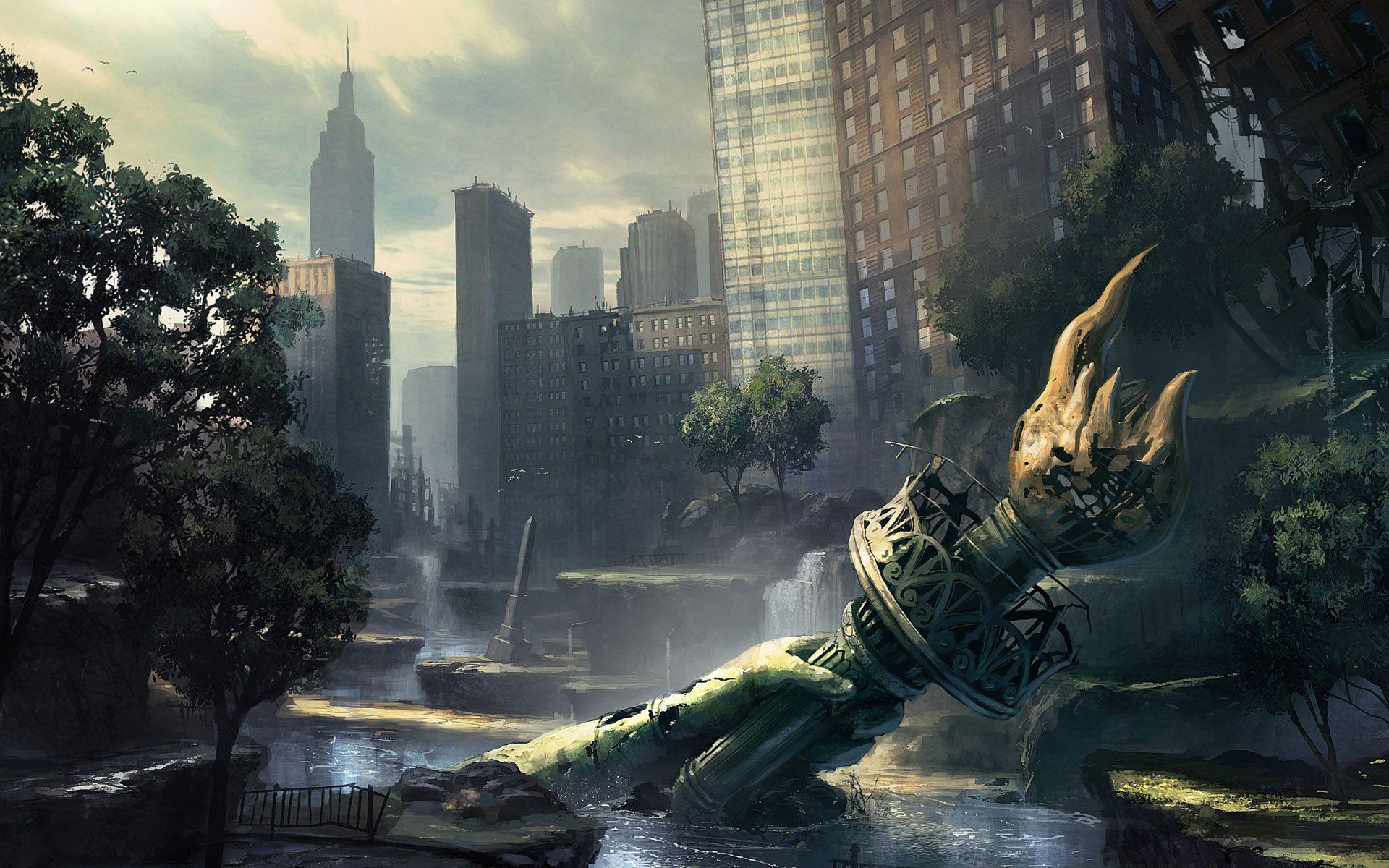 1920x1200 City overcome by nature. Post apocalyptic city, Post apocalyptic, Apocalyptic